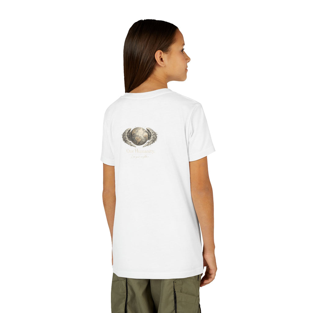 Youth “Quiet Kindness Changes Everything” Tee – Kids Inspirational T-Shirt with Earth & Friends Graphic