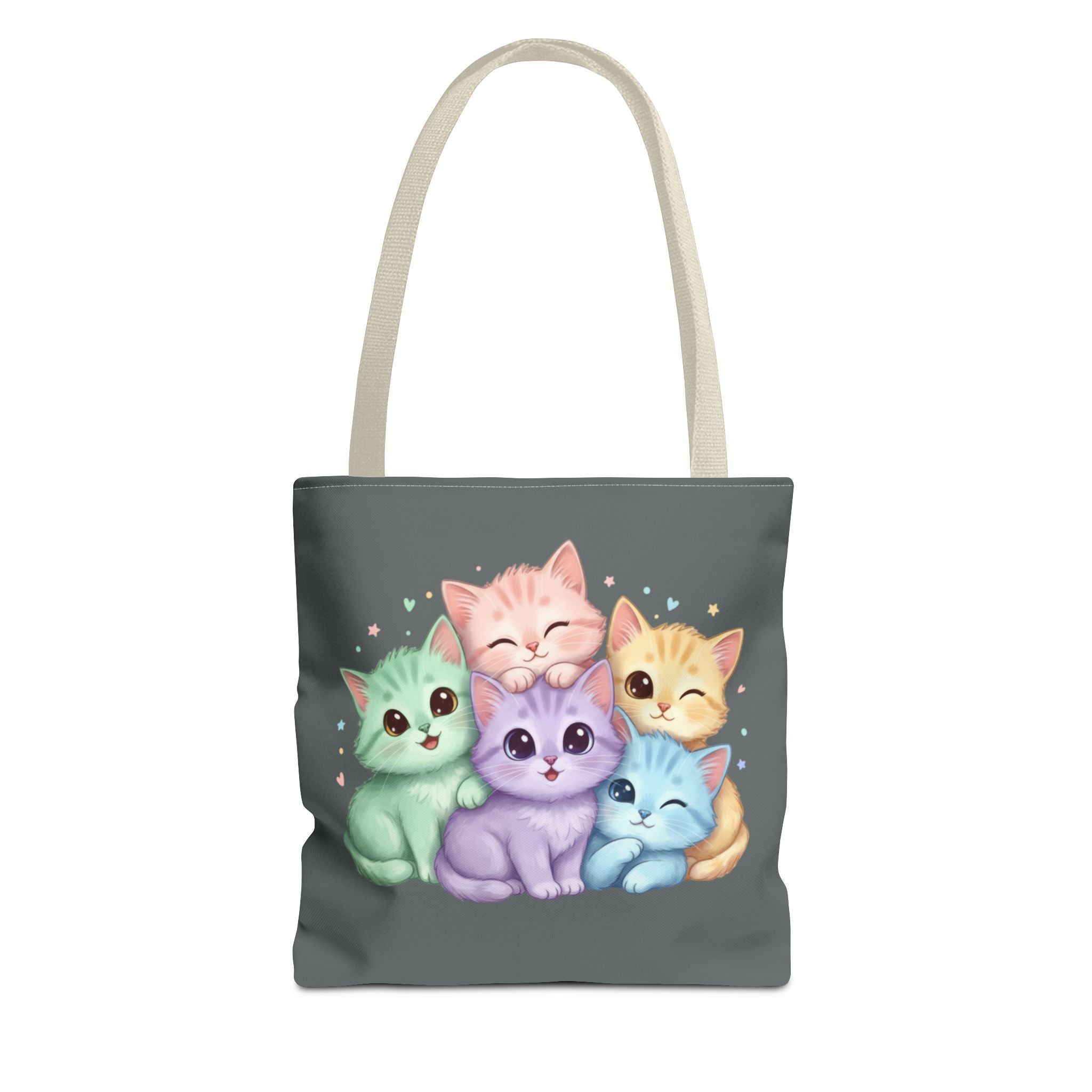 Pastel Rainbow Kittens Tote Bag – Cute Cat Lover Tote | Colorful Cat Market Bag