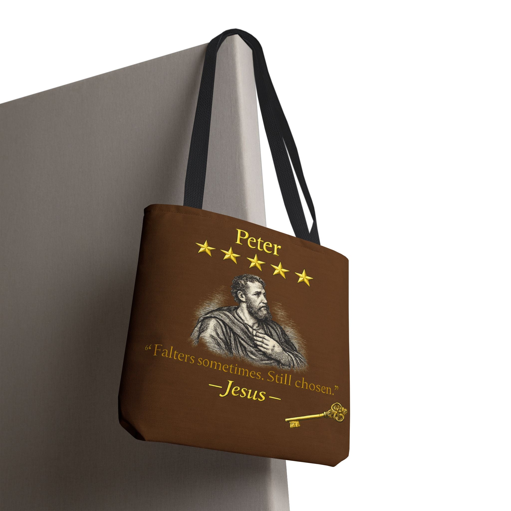 Peter – Tote Bag | “Falters Sometimes. Still Chosen.” Faith Graphic – Five-Star Faith Series