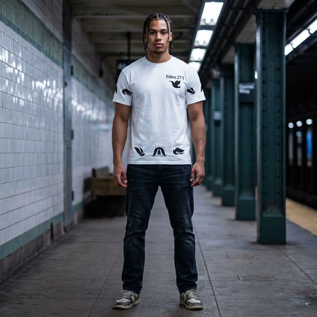 Psalm 27:1 Dove Graphic T-Shirt – “The Lord is My Light & Salvation” Christian Bible Verse Tee