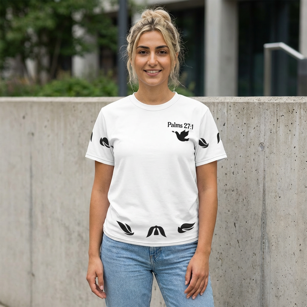 Psalm 27:1 Dove Graphic T-Shirt – “The Lord is My Light & Salvation” Christian Bible Verse Tee