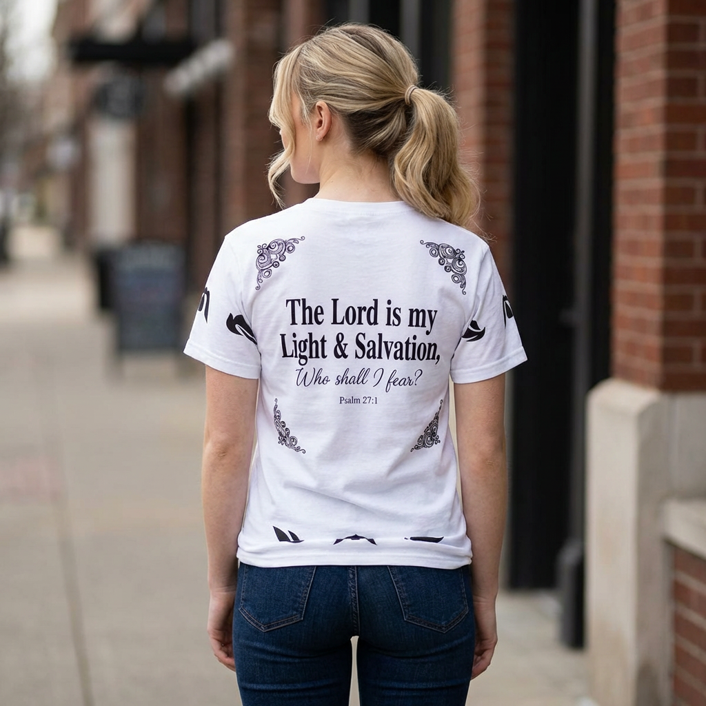 Psalm 27:1 Dove Graphic T-Shirt – “The Lord is My Light & Salvation” Christian Bible Verse Tee
