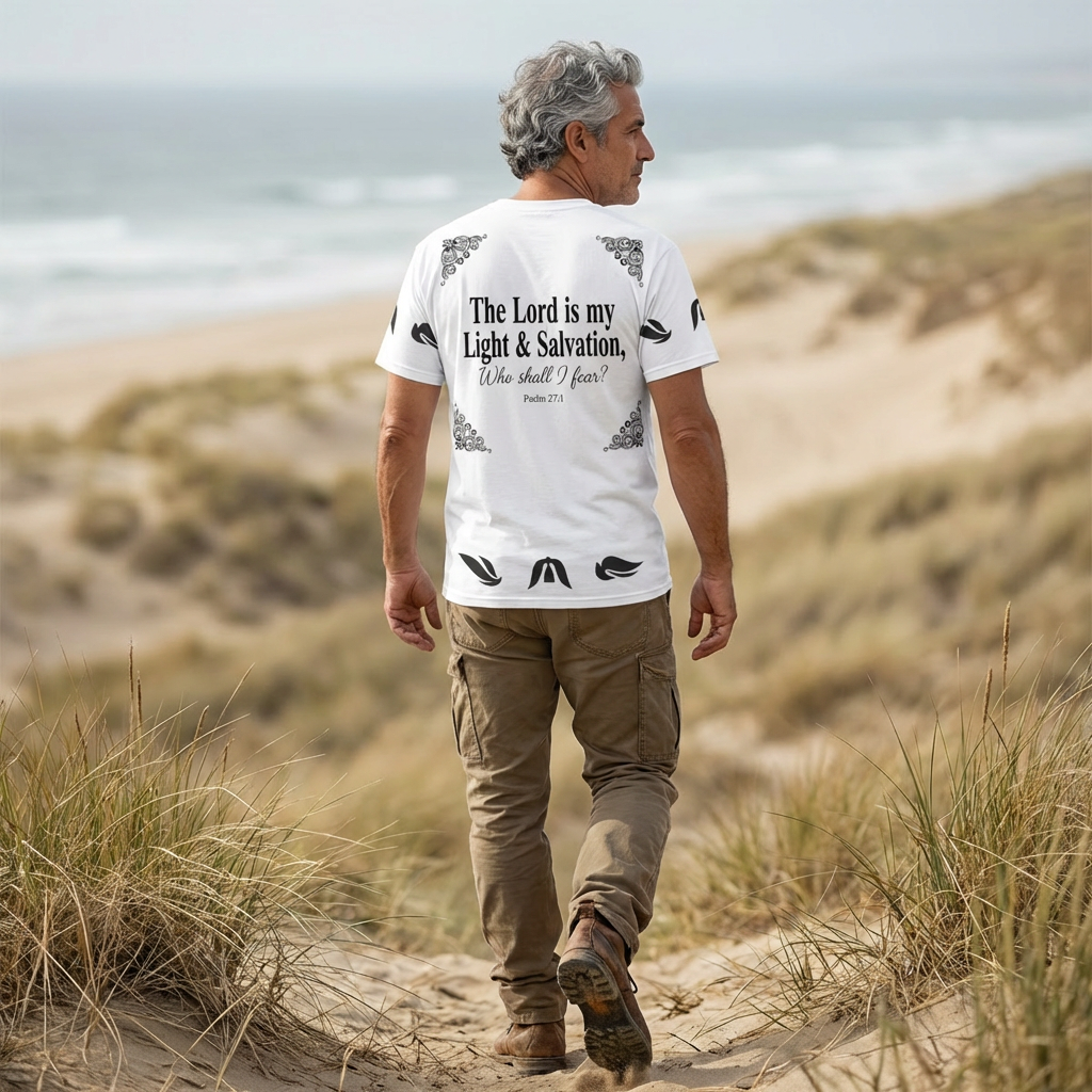 Psalm 27:1 Dove Graphic T-Shirt – “The Lord is My Light & Salvation” Christian Bible Verse Tee