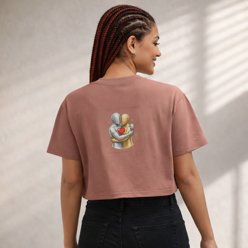 Women’s cropped inspirational t-shirt featuring the phrase “Kindness Changes Everything” in warm hand-lettered design with a relaxed casual fit.