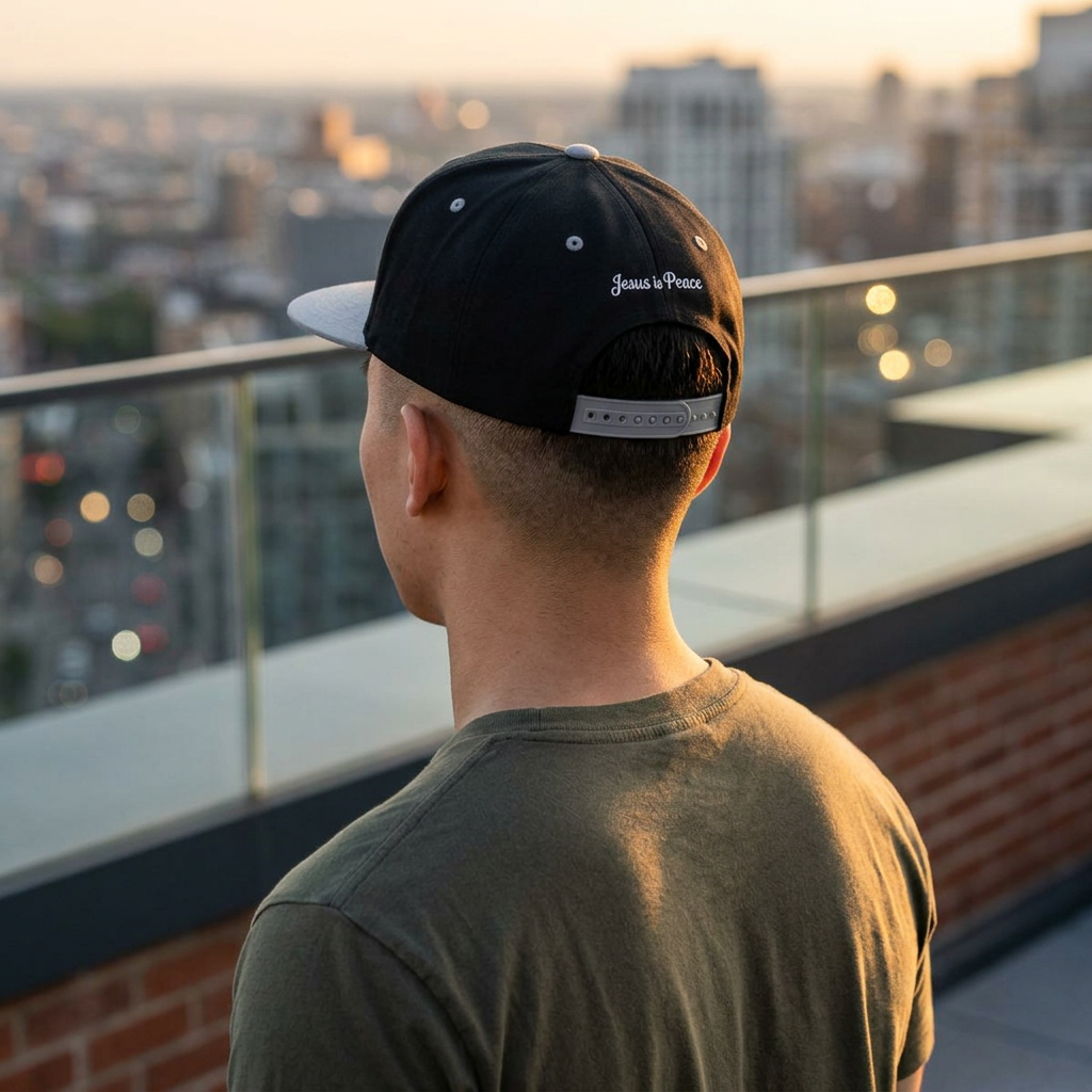 Embroidered "Jesus is Peace" Flat Bill Cap — Christian Snapback Hat
