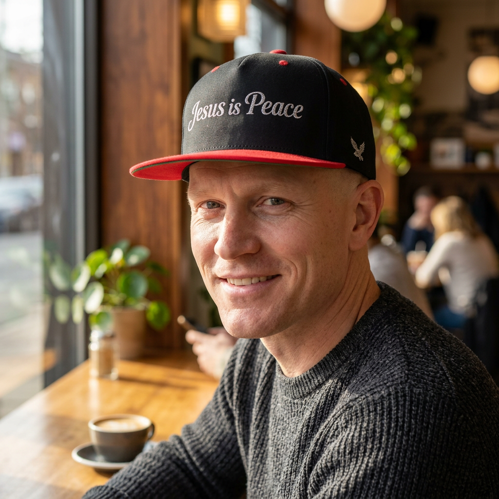 Embroidered "Jesus is Peace" Flat Bill Cap — Christian Snapback Hat