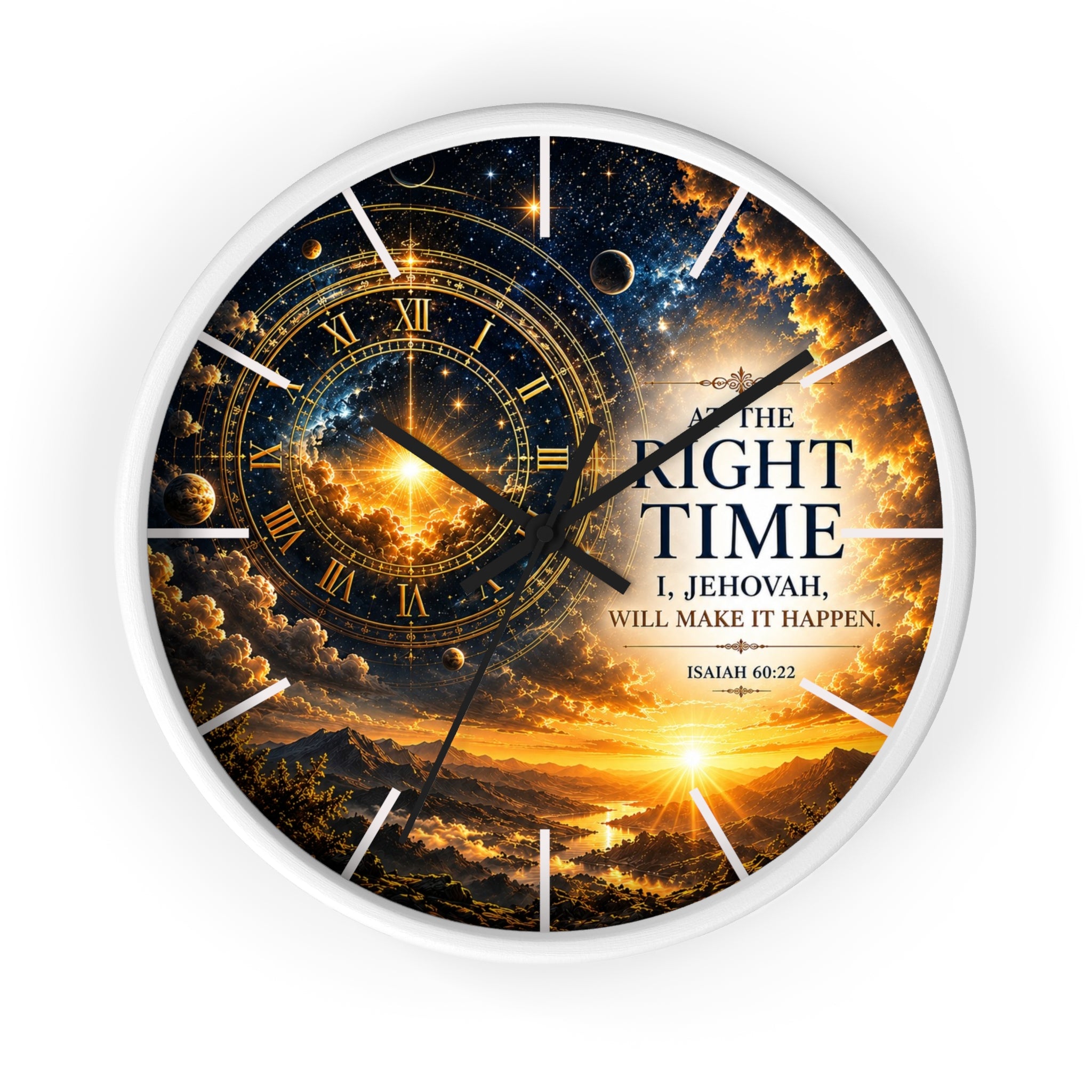 The Right Time Wall Clock | Isaiah 60:22 Christian Scripture Clock | Inspirational Faith Deco