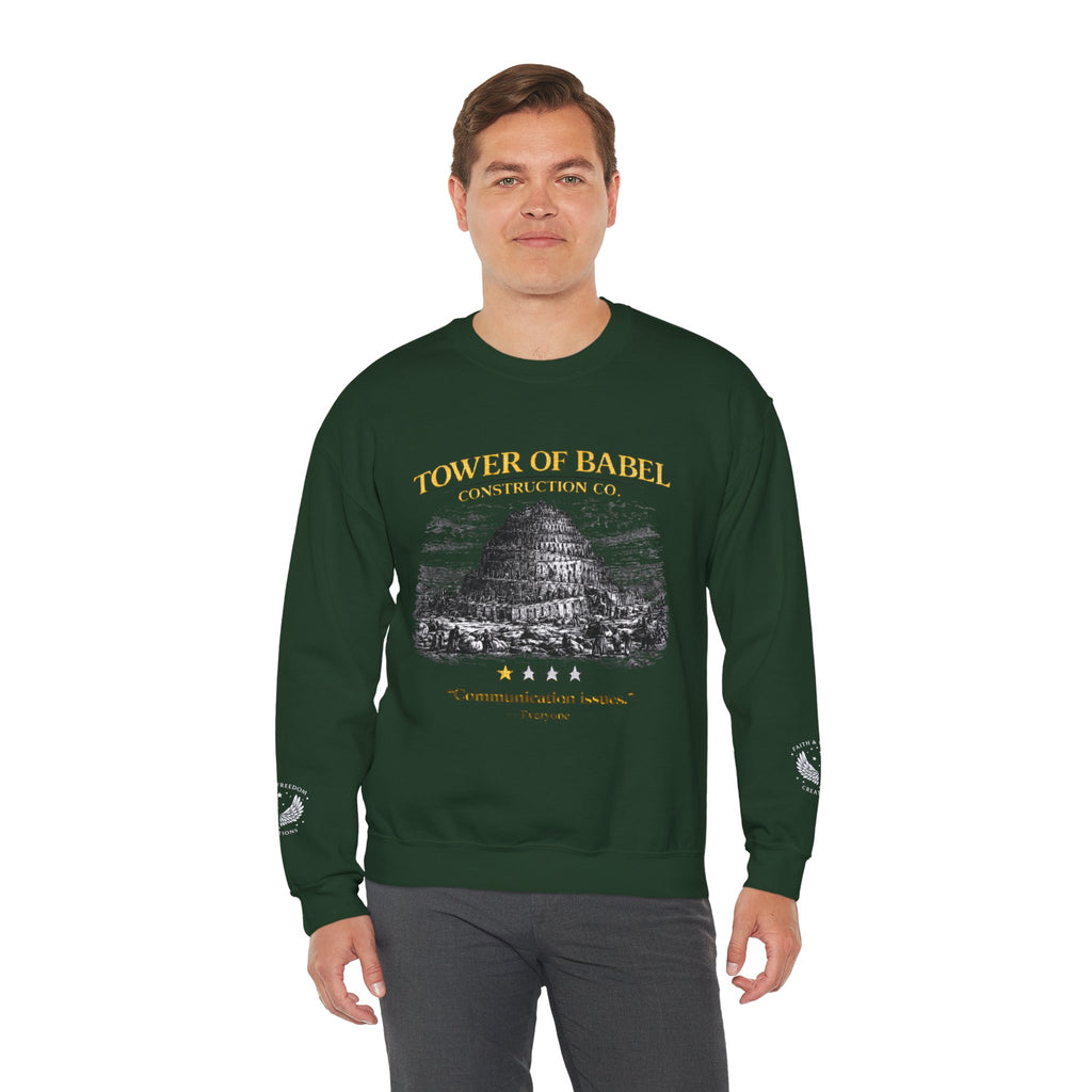 Tower of Babel – Crewneck Sweatshirt | “Review” Vintage Graphic – Five-Star Faith Series