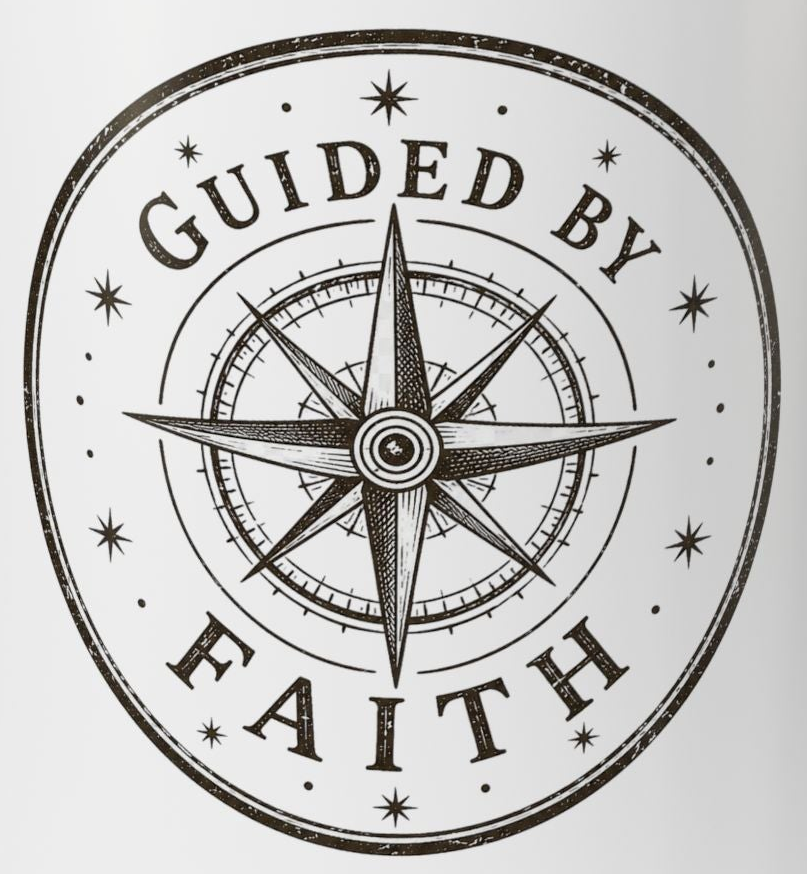 Guided by Faith Compass Coffee Mug | Inspirational Christian Accent Mug | Faith Freedom Creations