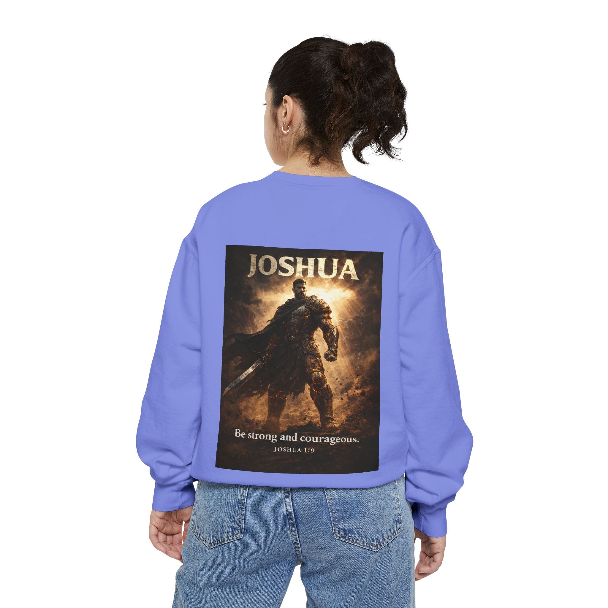 Joshua Courage Sweatshirt | Be Strong and Courageous Christian Crewneck | Inspirational Faith Apparel