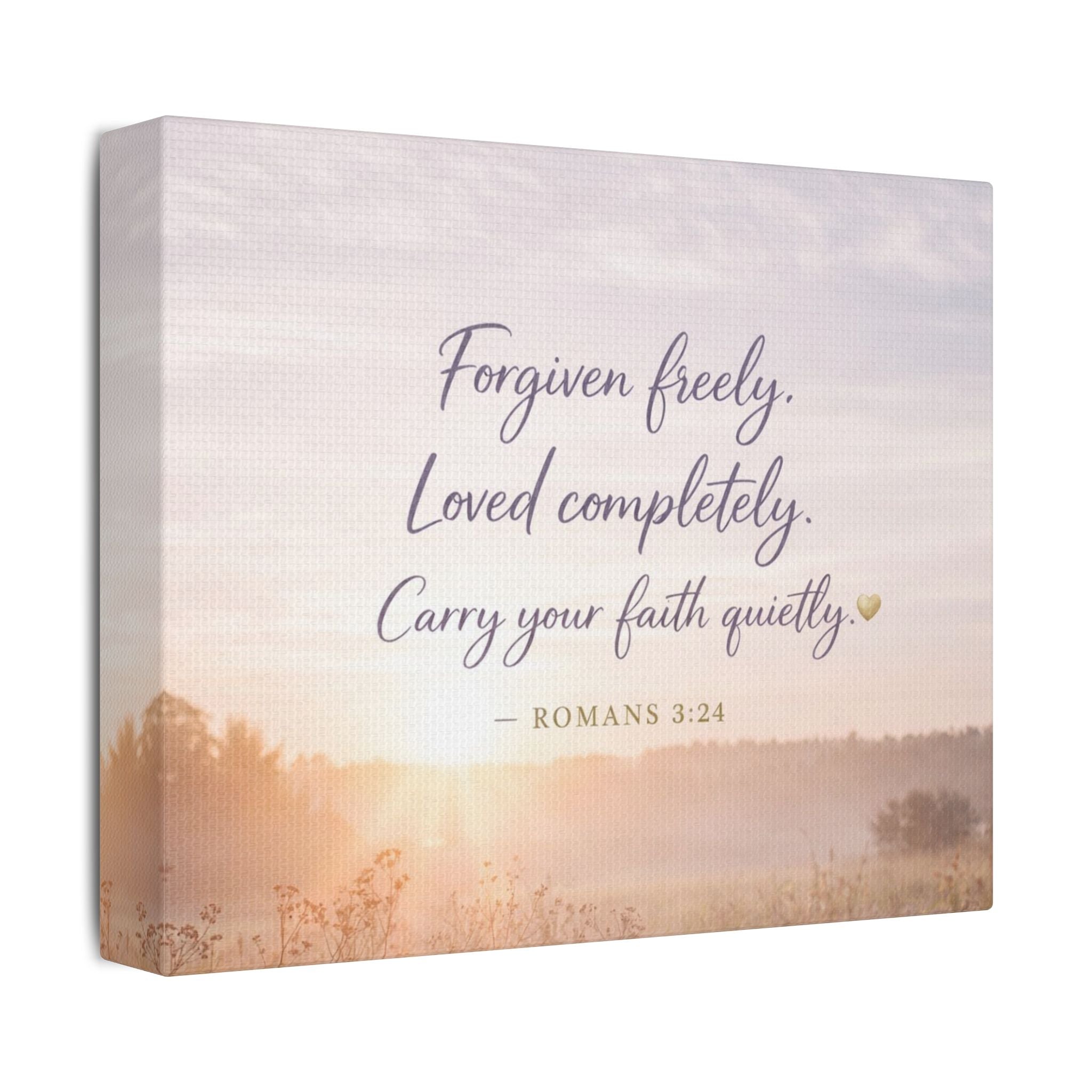 Forgiven Freely Canvas — Romans 3:24 Scripture Art