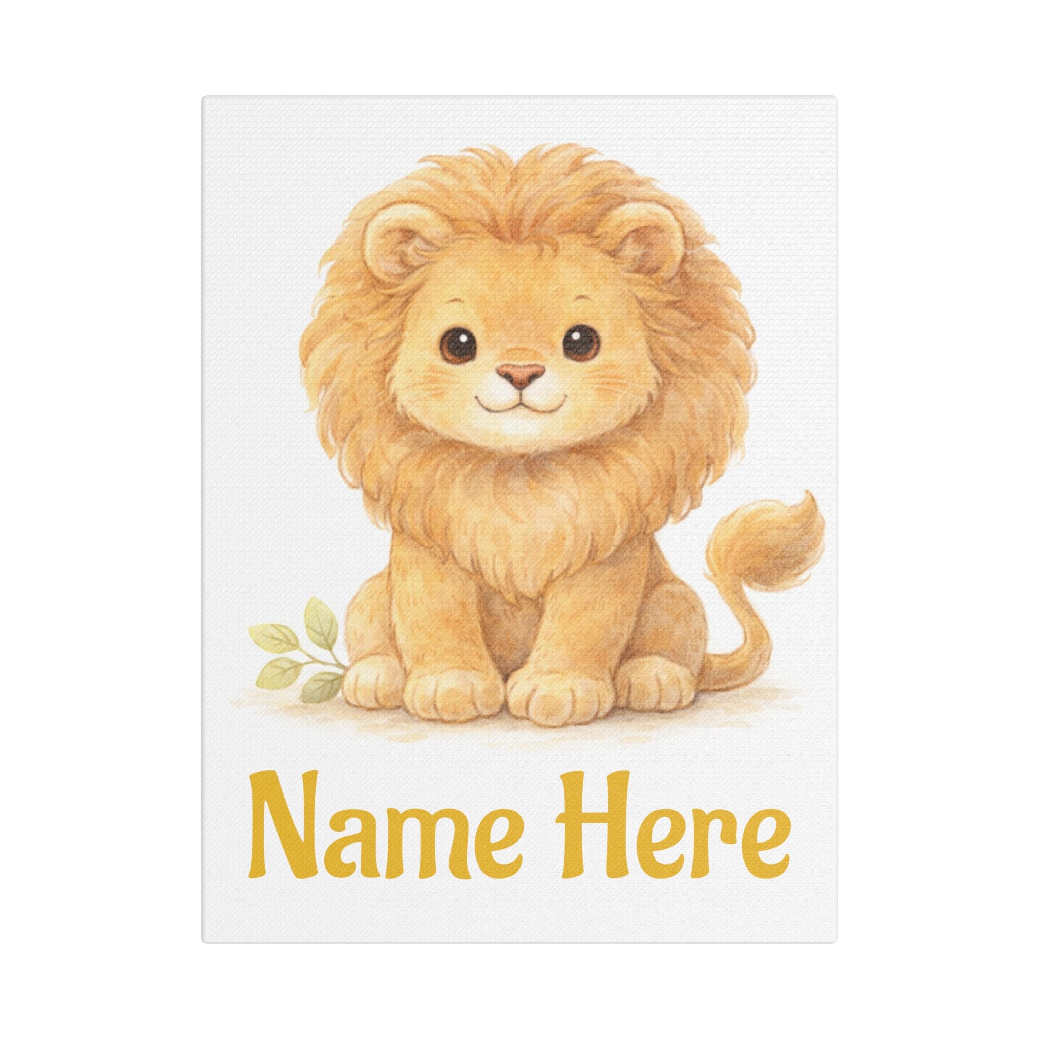 Personalized Baby Lion Canvas — Custom Name Nursery Wall Art
