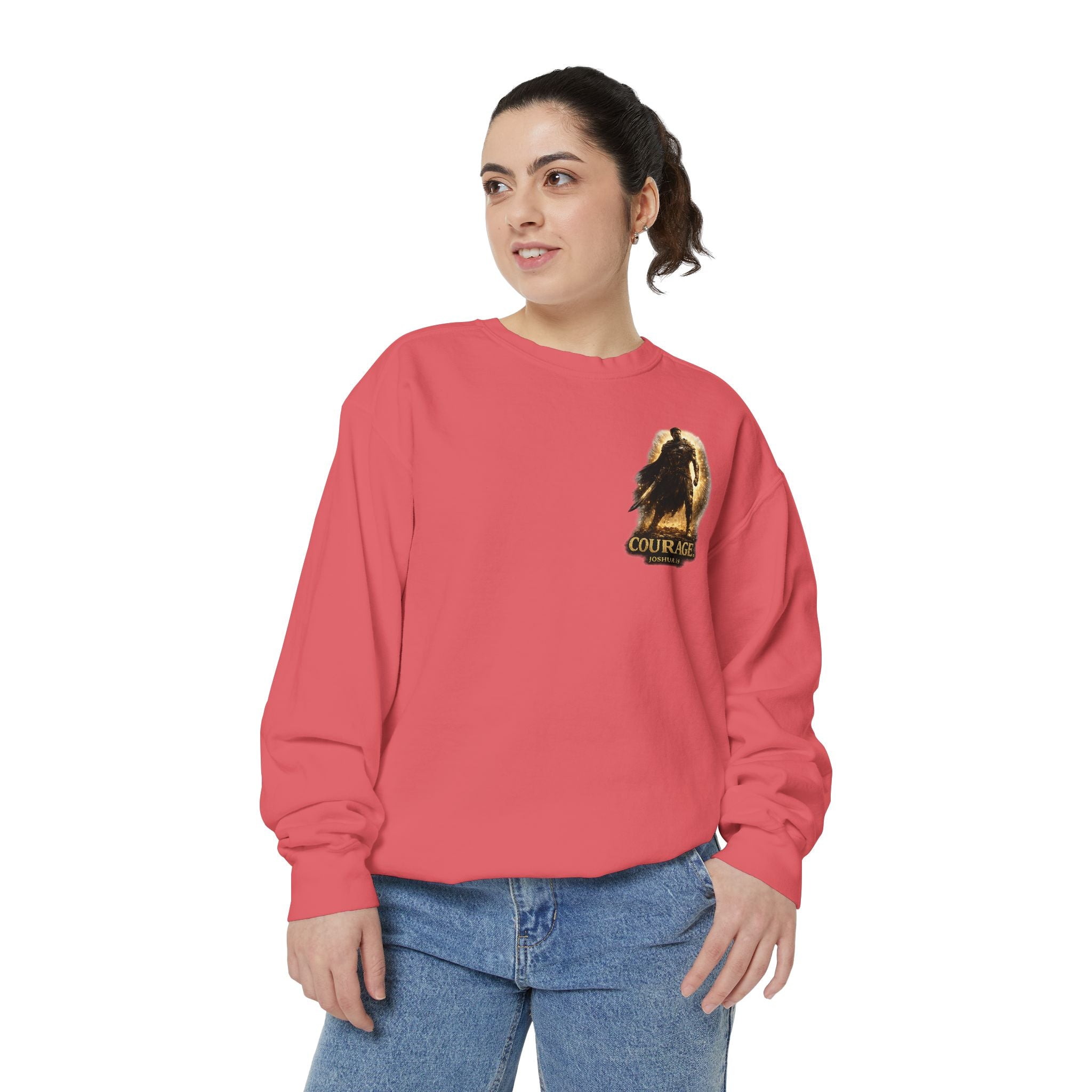 Joshua Courage Sweatshirt | Be Strong and Courageous Christian Crewneck | Inspirational Faith Apparel