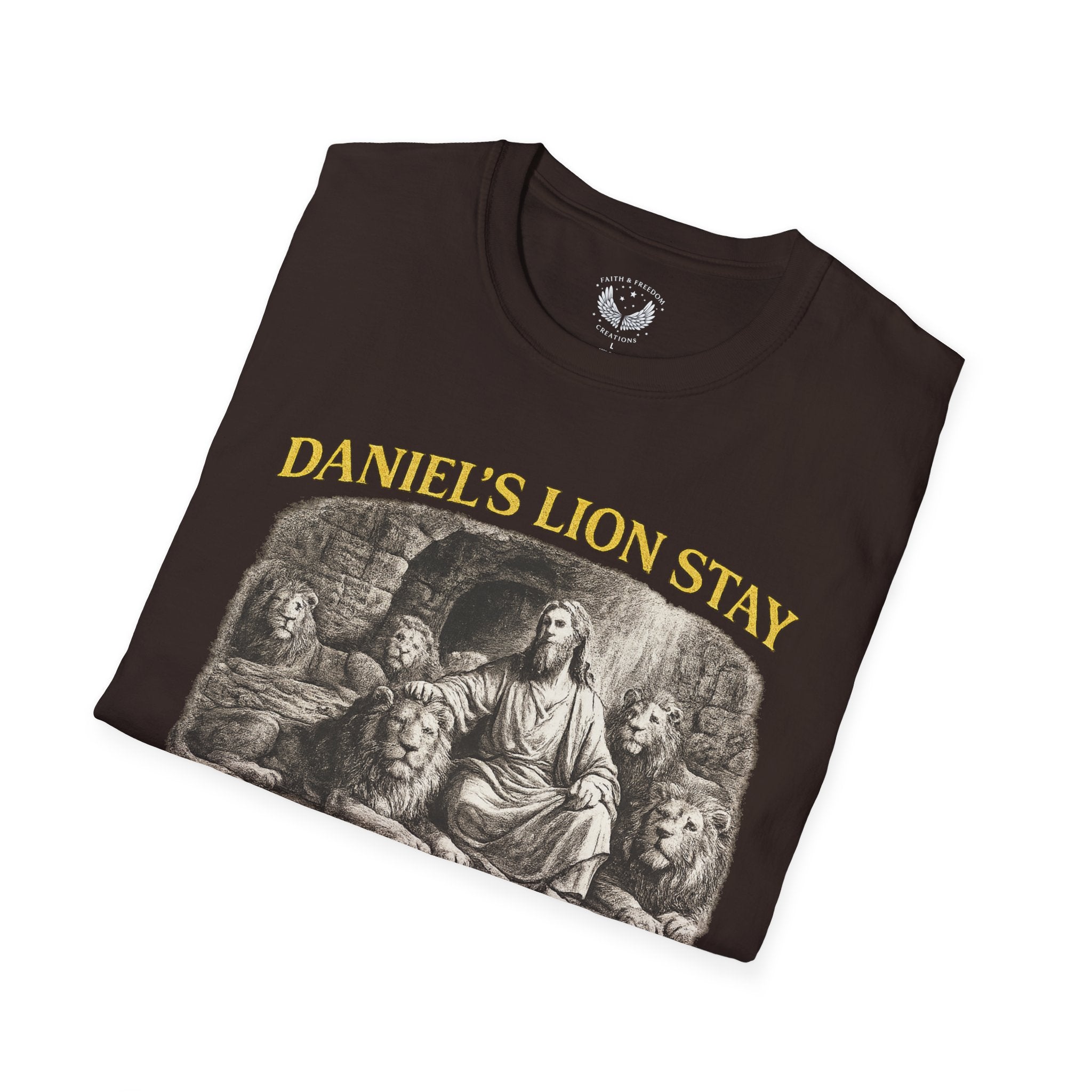 Daniel's Lion Stay Vintage T-Shirt - Biblical Lion Statue Tee