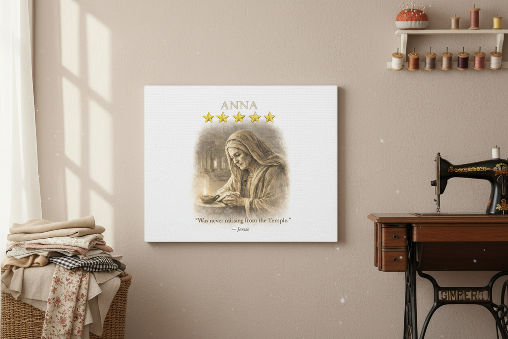 Anna Canvas — “Never Missing from the Temple” Scripture Wall Art