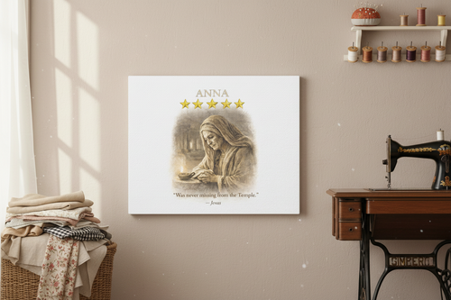 Anna Canvas — “Never Missing from the Temple” Scripture Wall Art