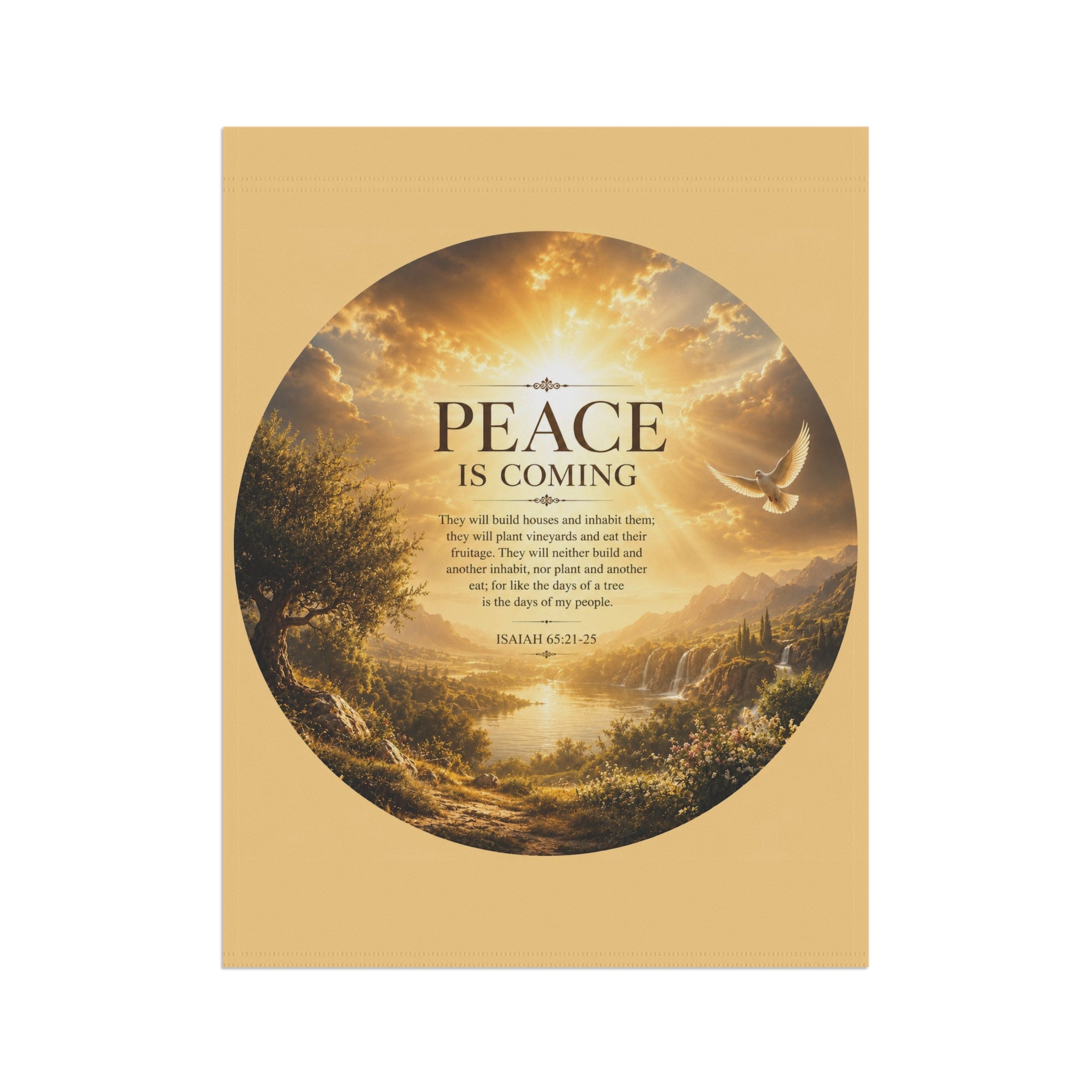Peace Is Coming Garden Flag | Inspirational Landscape Bible Verse Banner | Christian Outdoor Decor