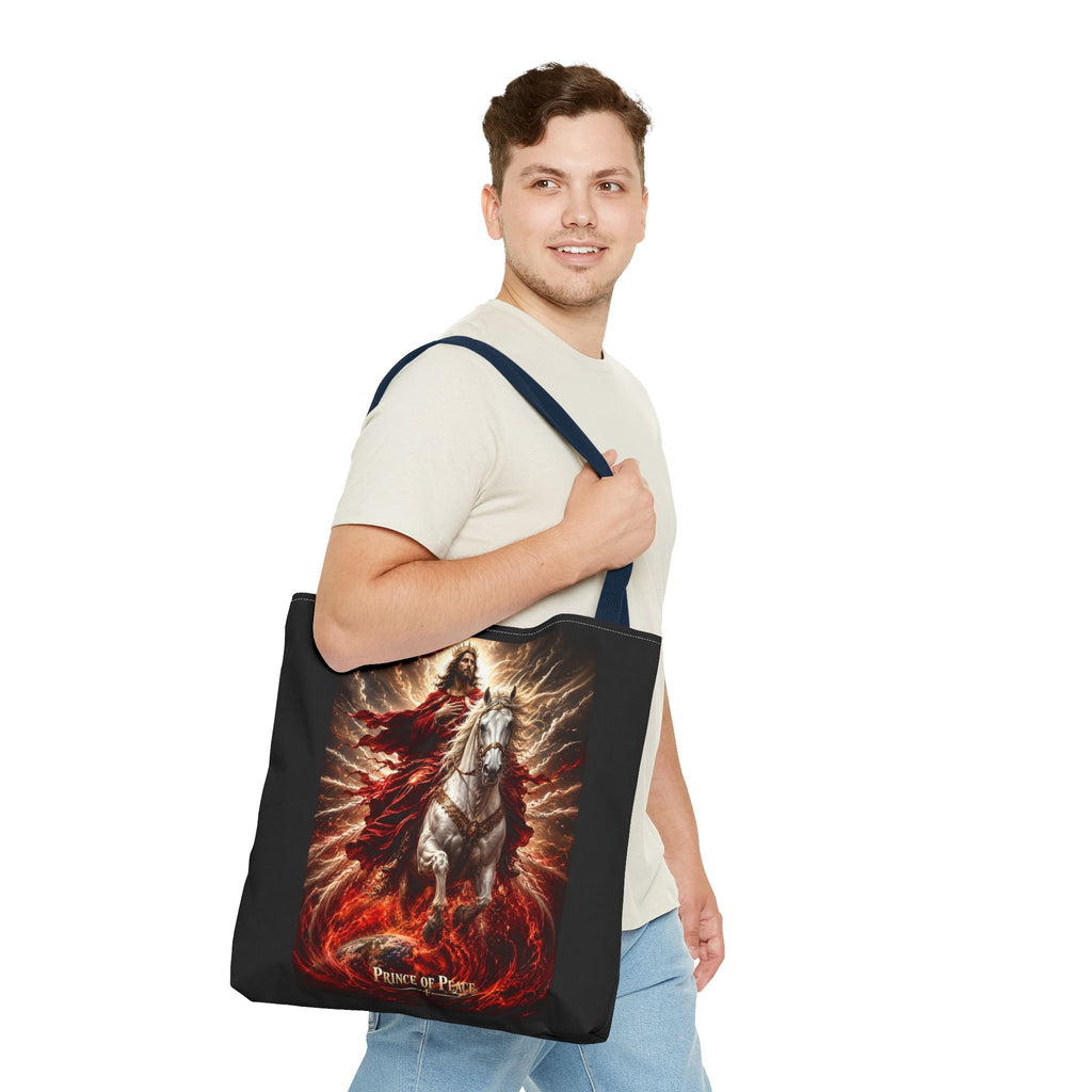 Prince of Peace Tote Bag | Jesus Riding White Horse Christian Tote | Inspirational Faith Carryall