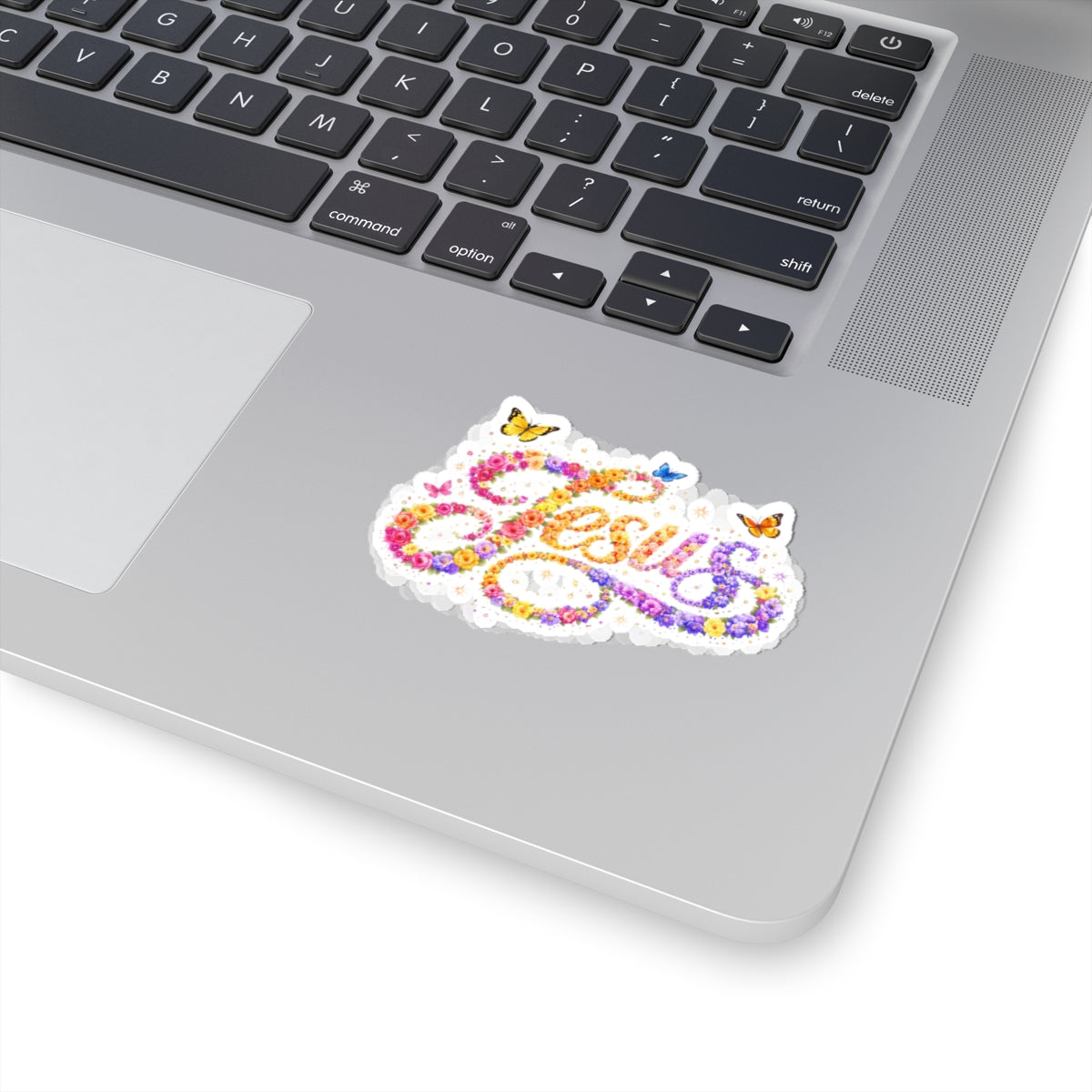 Jesus Floral Butterfly Sticker – Colorful Christian Faith Decal | Inspirational Laptop Sticker