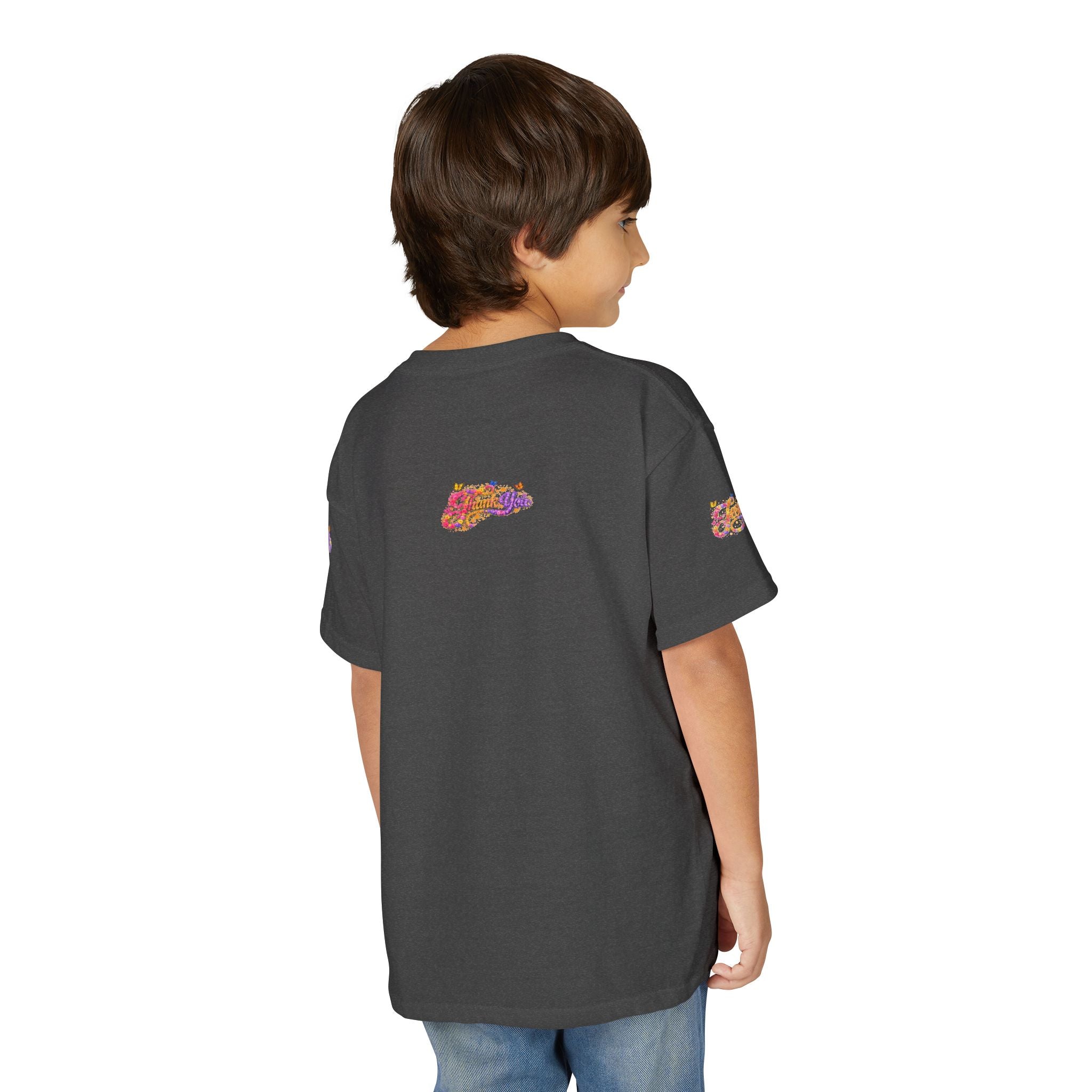 Youth Jesus Floral Butterfly T-Shirt – Christian Kids Faith Tee | Gratitude Sneaker Style Shirt