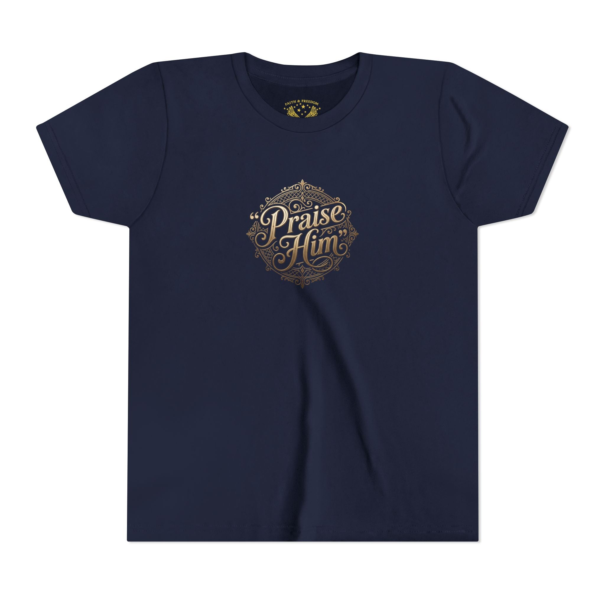 Praise Him Psalms 34:1 Youth T-Shirt | Christian Kids Faith Tee | Inspirational Youth Apparel