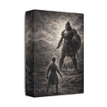 David vs Goliath Canvas — Monochrome Biblical Battle Wall Art