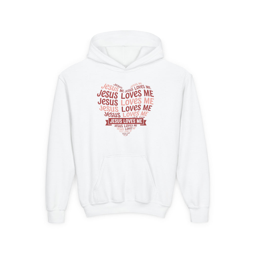 Jesus Loves Me Youth Hoodie – Heart Word Cloud Christian Kids Sweatshirt | Faith Inspired Kids Apparel