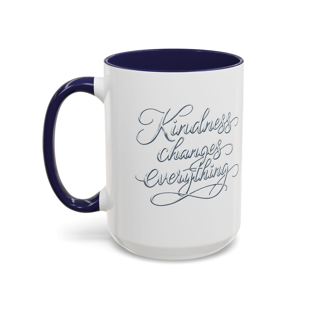 Silver-Kindness Changes Everything Accent Coffee Mug | Inspirational Ceramic Mug | Faith Freedom Creations