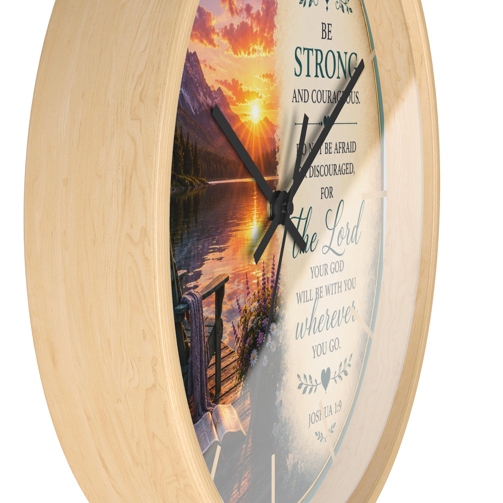 Joshua 1:9 Wall Clock | Be Strong and Courageous Christian Clock | Inspirational Scripture Decor