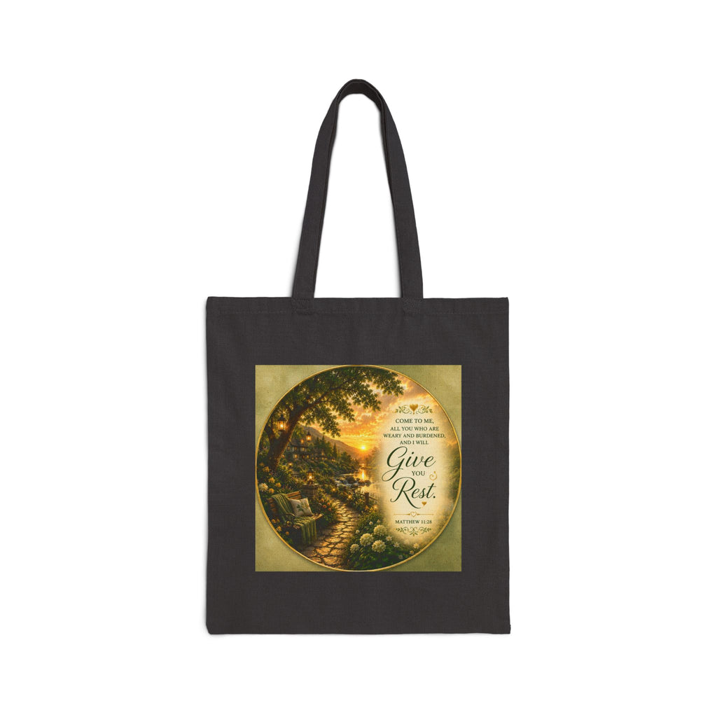 Come to Me and I Will Give You Rest Tote Bag | Matthew 11:28 Christian Canvas Tote