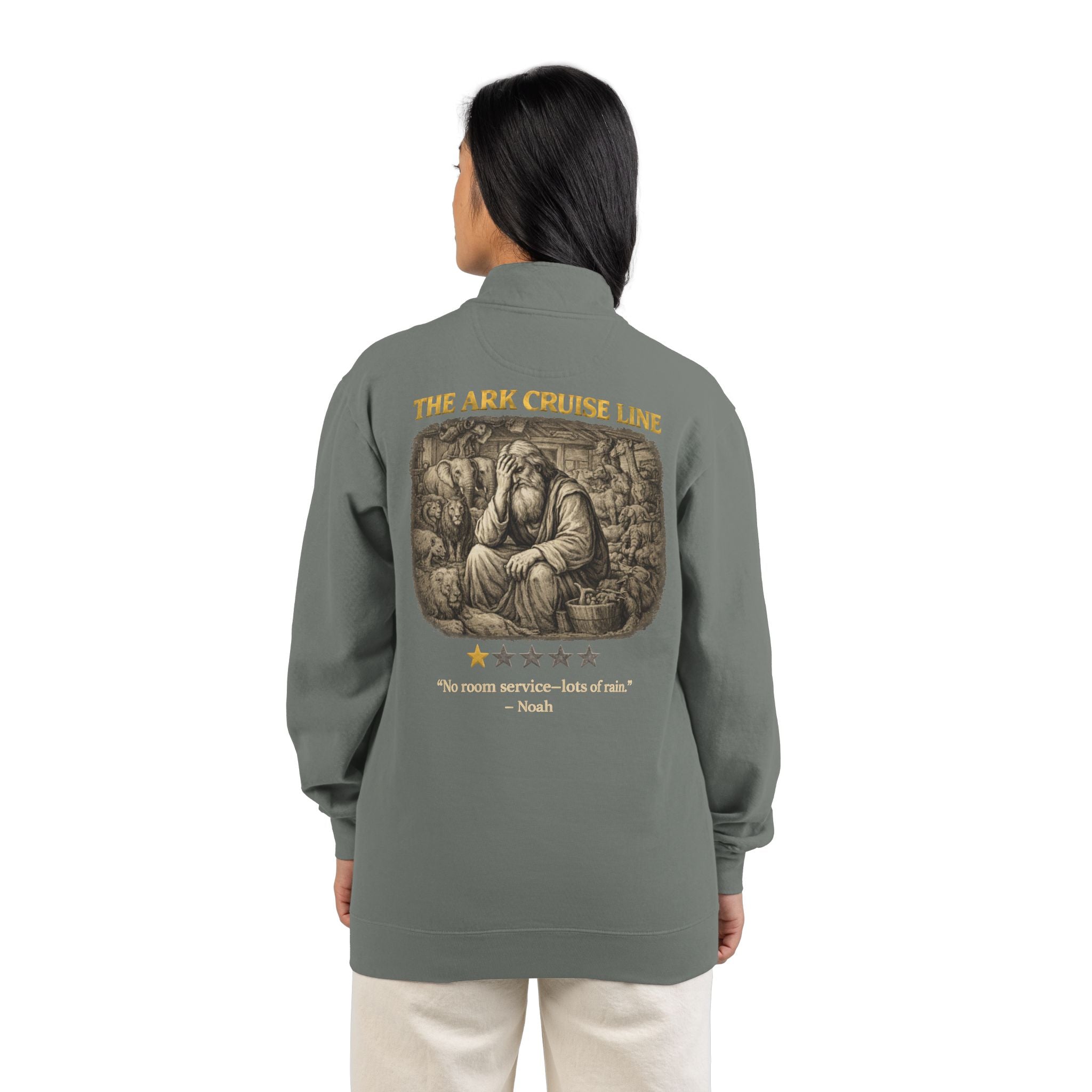 Noah – Quarter-Zip Sweatshirt | “No Room Service — Lots of Rain” Review – Five-Star Faith Series