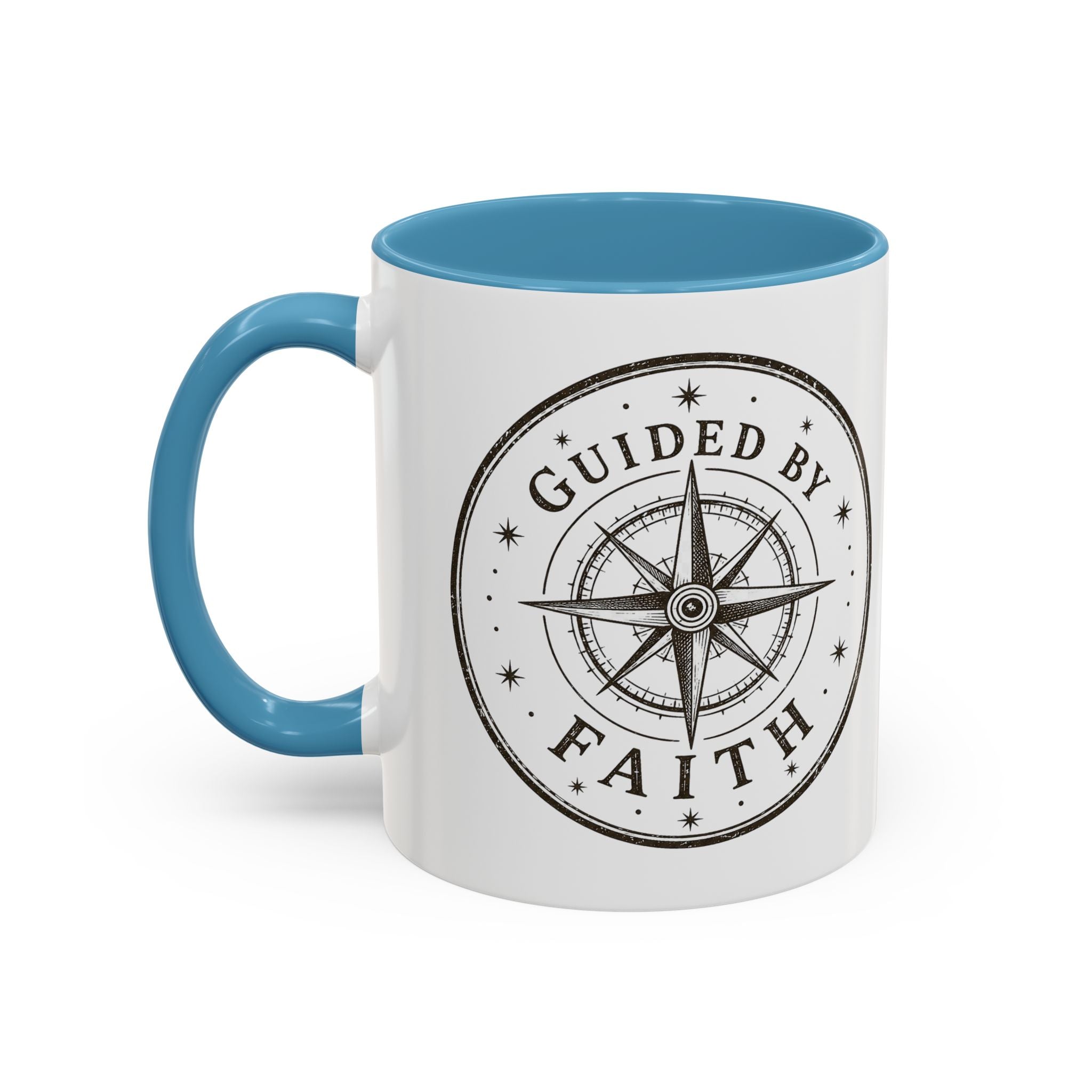 Guided by Faith Compass Coffee Mug | Inspirational Christian Accent Mug | Faith Freedom Creations