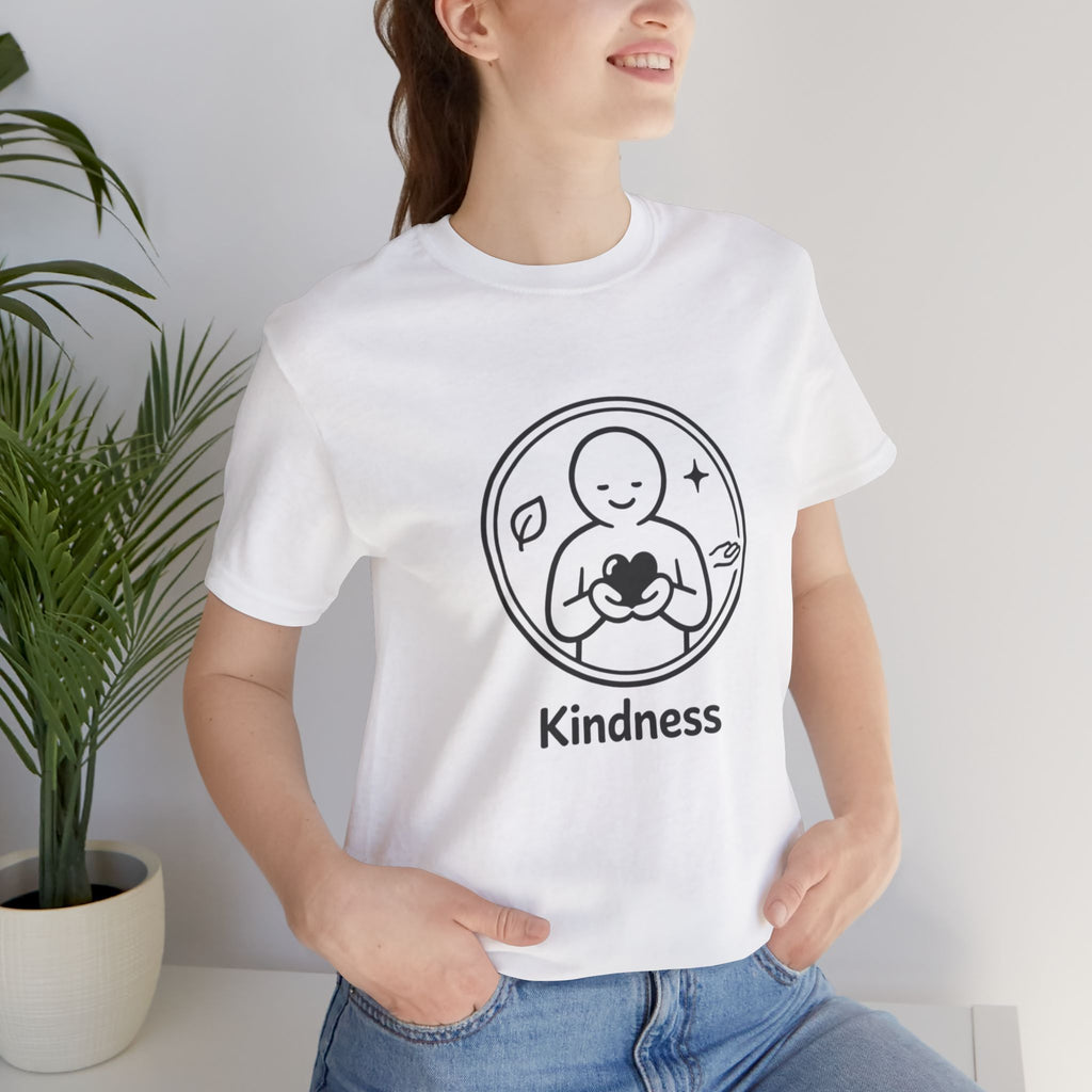 Kindness Minimalist T-Shirt | Inspirational Heart Emblem Tee | Soft Everyday Graphic Shirt
