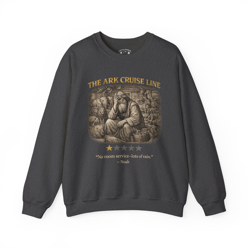 Noah – Crewneck Sweatshirt | “Ark Cruise Liner” Vintage Illustration – Five-Star Faith Series