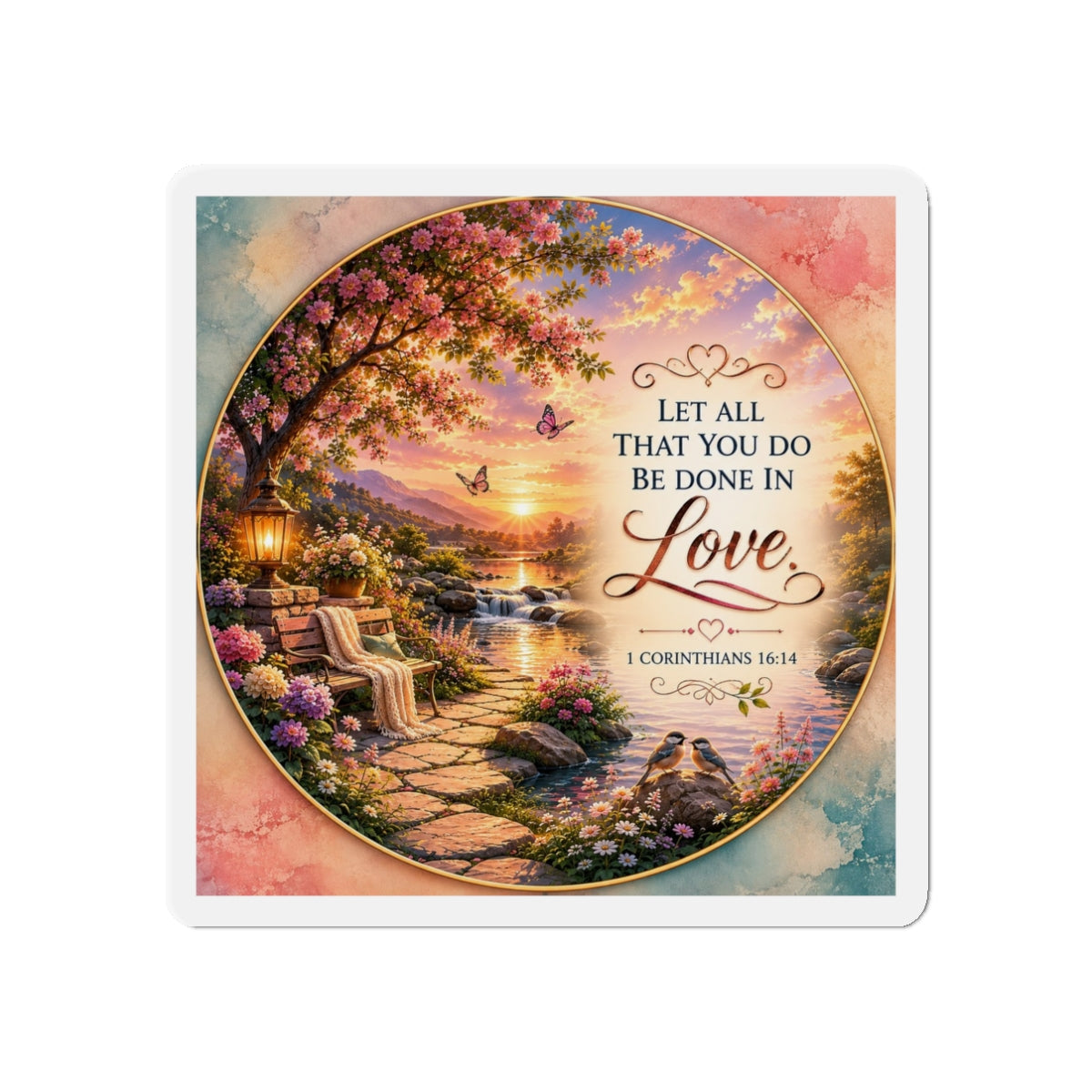 1 Corinthians 16:14 Christian Die-Cut Magnet | Let All That You Do Be Done in Love | Inspirational Scripture Magnet