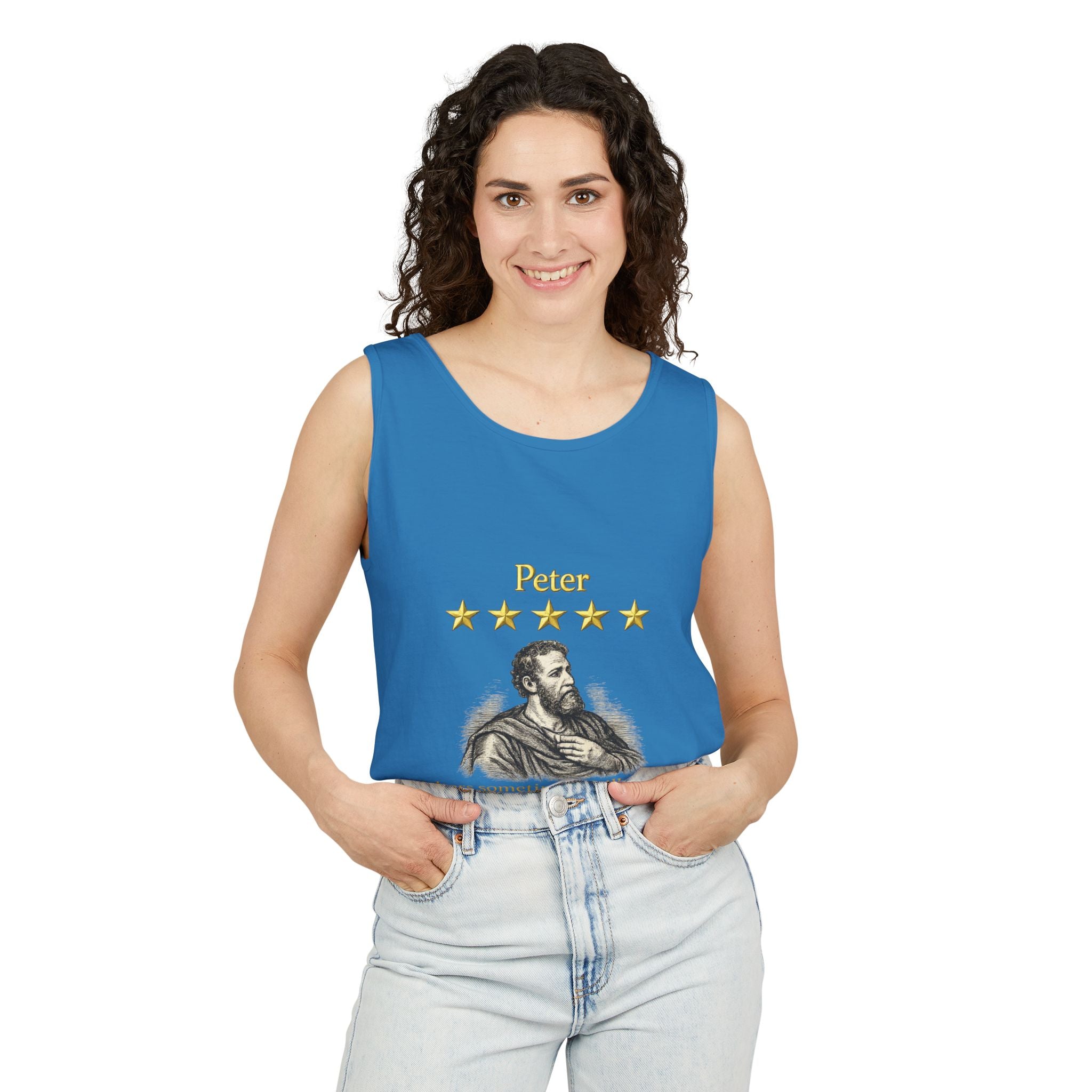 Peter Christian Tank Top — "Falters Sometimes. Still Chosen." Jesus Review-⭐ Five-Star Faith Series⭐