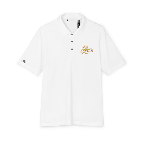 'Jesus' Script Embroidered Polo — Gold Faith Golf Shirt