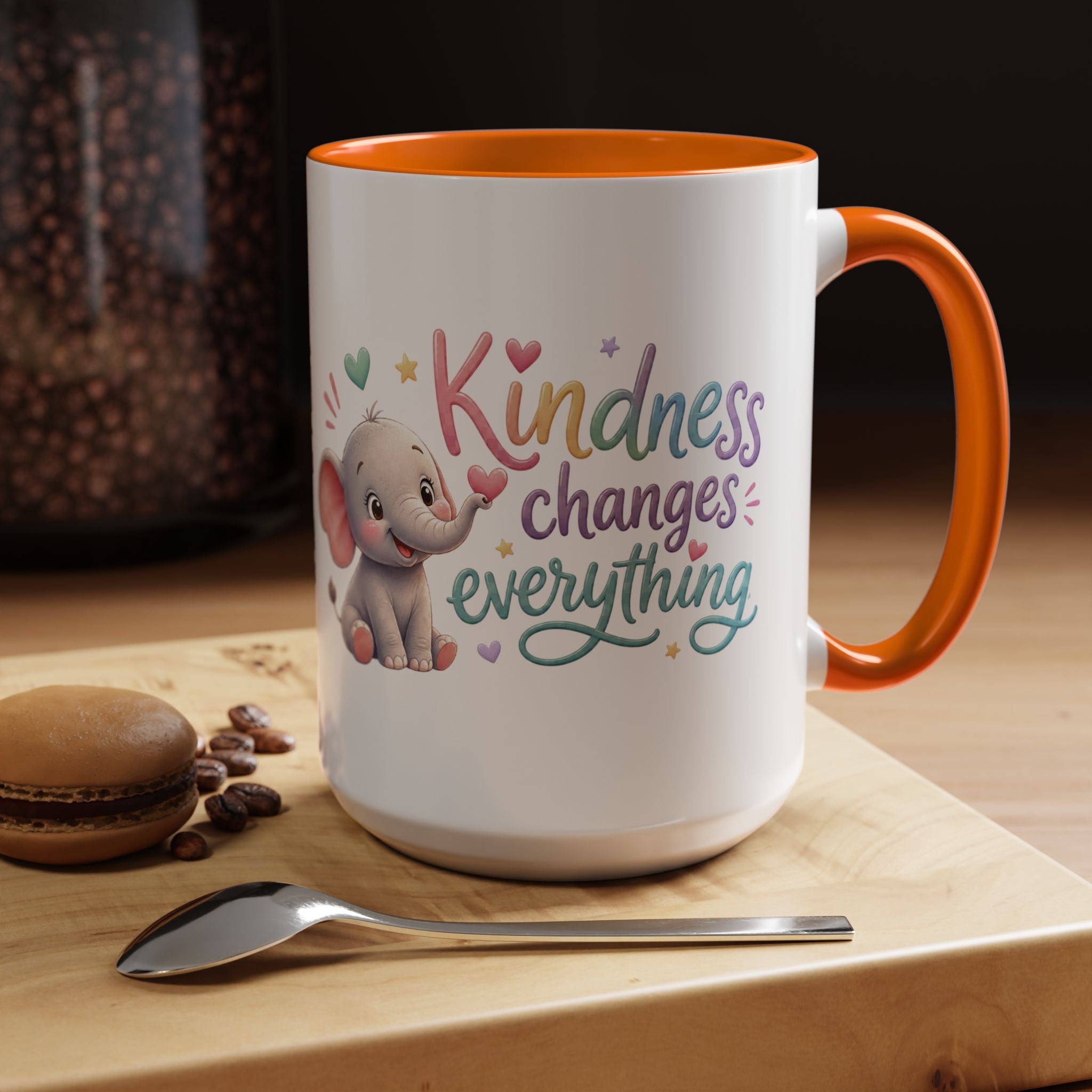 Kindness Changes Everything Elephant Mug | Inspirational Coffee Mug | Cute Elephant Accent Cup