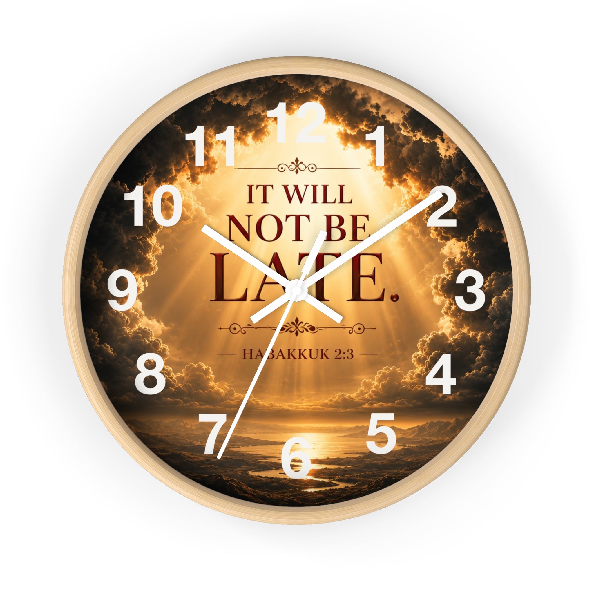 It Will Not Be Late Wall Clock | Habakkuk 2:3 Christian Scripture Clock | Inspirational Faith Decor