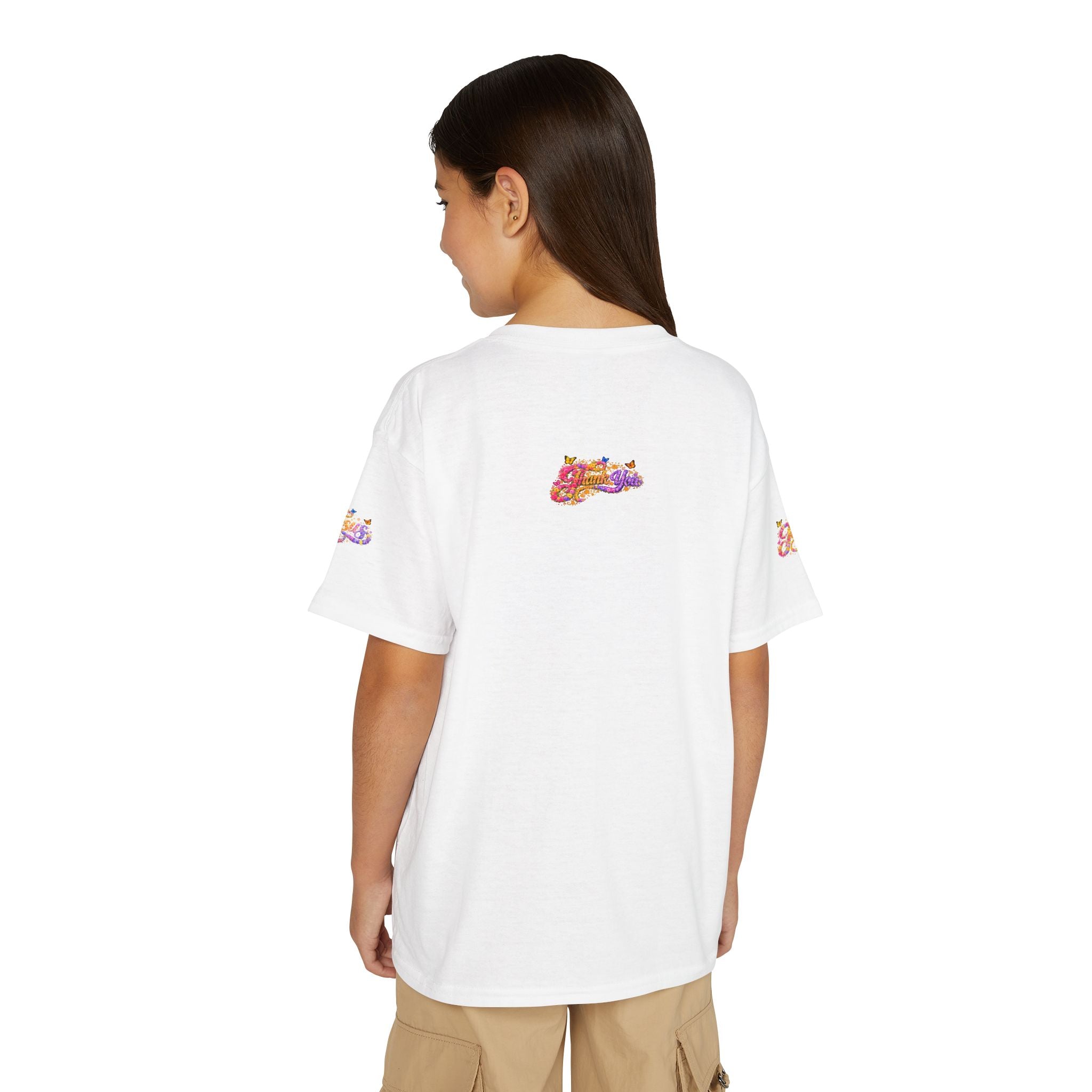 Youth Jesus Floral Butterfly T-Shirt – Christian Kids Faith Tee | Gratitude Sneaker Style Shirt