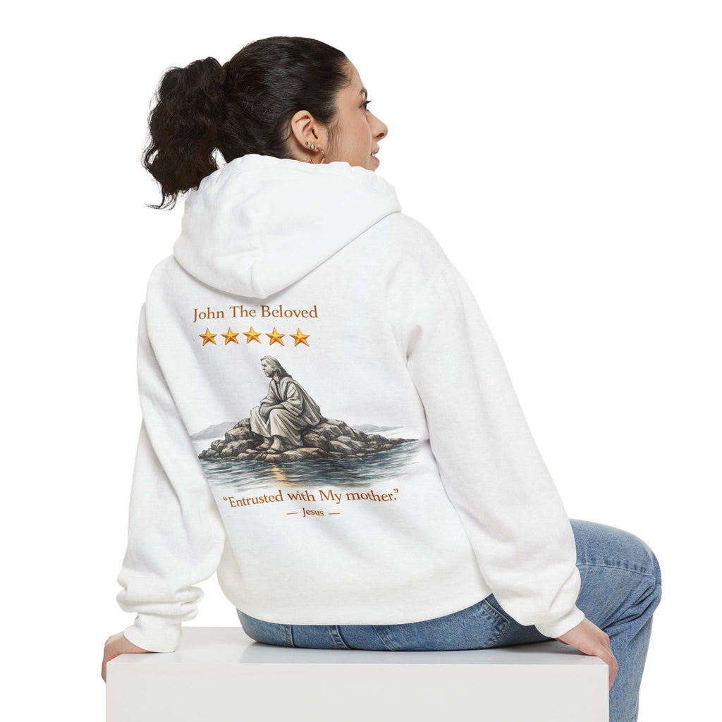"John The Beloved Review, by Jesus"Hoodie — Illustrated Religious Graphic Pullover-⭐ Five-Star Faith Series⭐