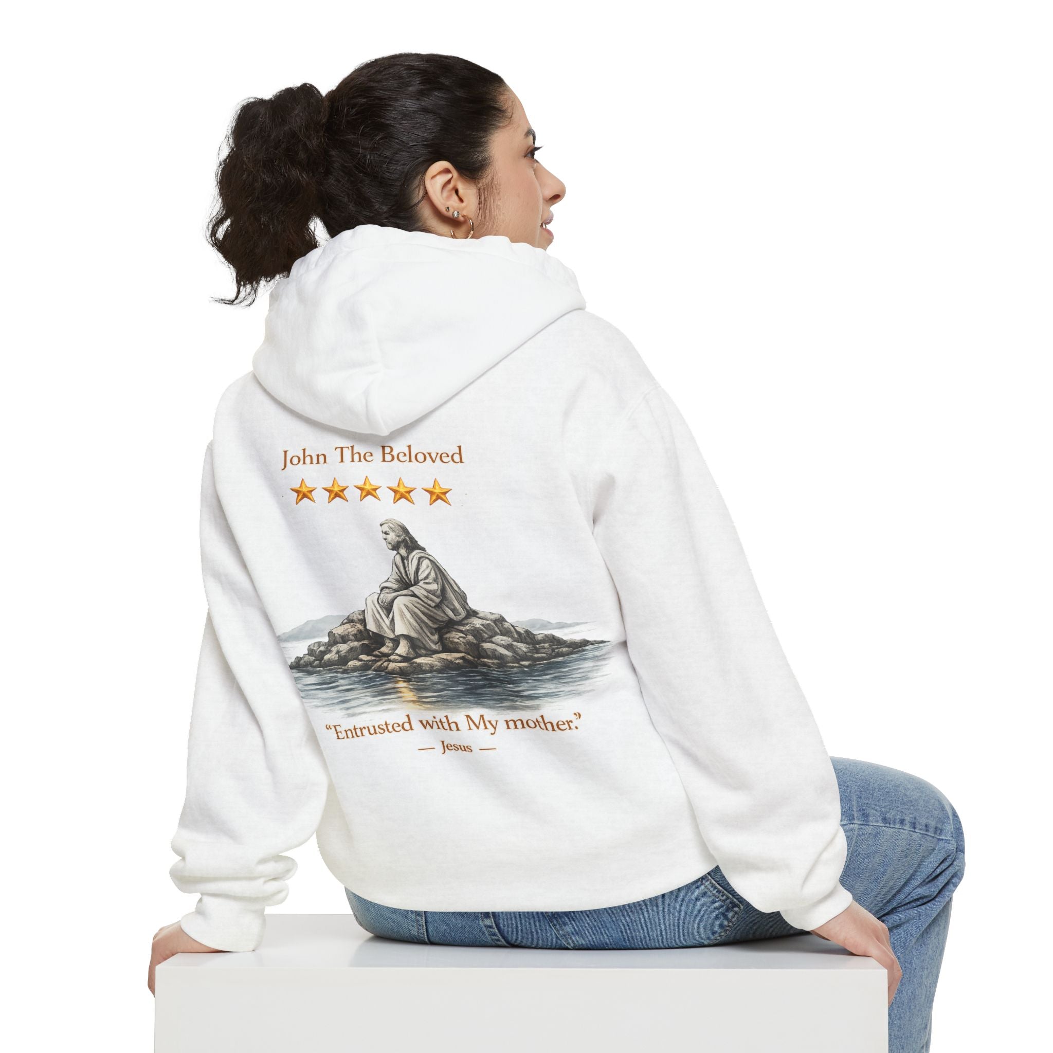 "John The Beloved Review, by Jesus"Hoodie — Illustrated Religious Graphic Pullover-⭐ Five-Star Faith Series⭐