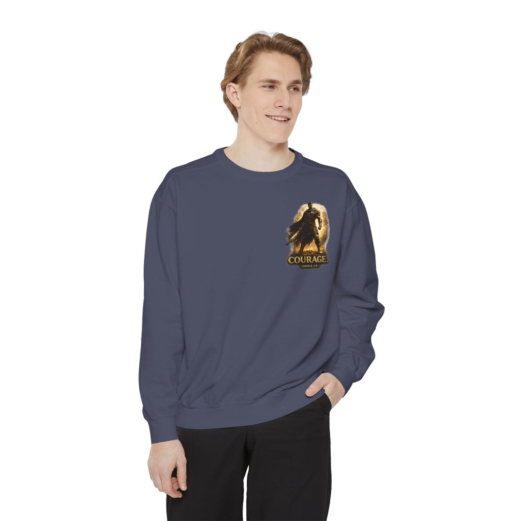 Joshua Courage Sweatshirt | Be Strong and Courageous Christian Crewneck | Inspirational Faith Apparel