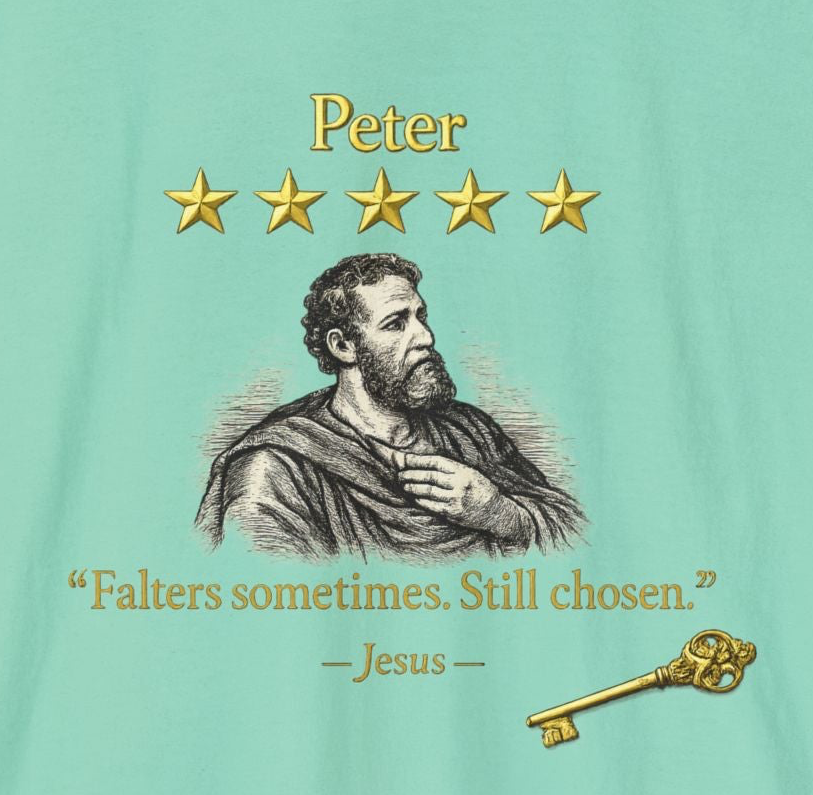 Peter – Long Sleeve T-Shirt | “Falters Sometimes. Still Chosen.” Faith Graphic – Five-Star Faith Series