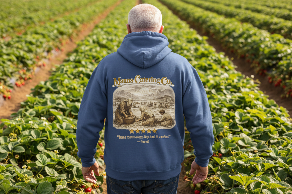 Manna Catering Co. – Hoodie | “Manna Review” Vintage Graphic – Five-Star Faith Series