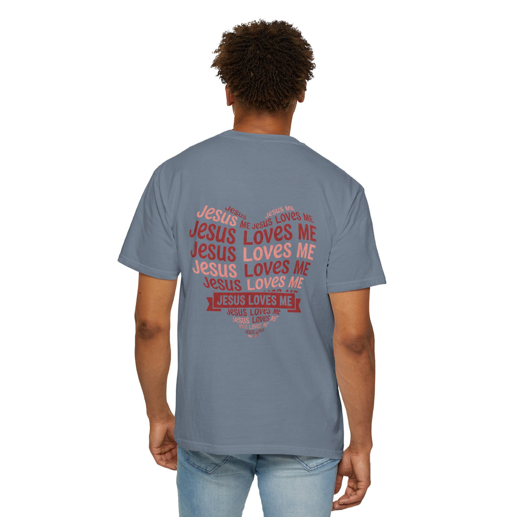 Jesus Loves Me Heart Garment-Dyed T-Shirt – Christian Faith Tee | Vintage Style Inspirational Shirt