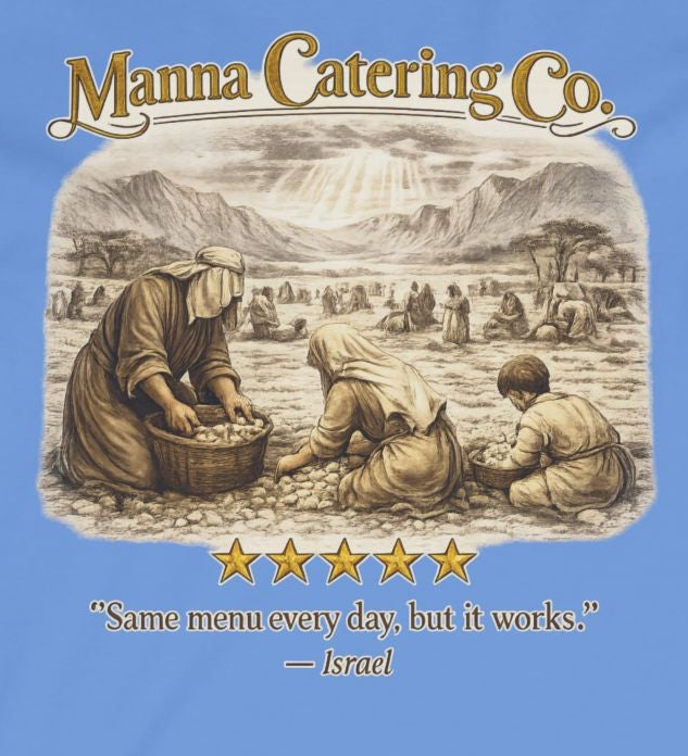 Israelites – Long Sleeve Tee | “Review of God’s Manna” Vintage Graphic – Five-Star Faith Series