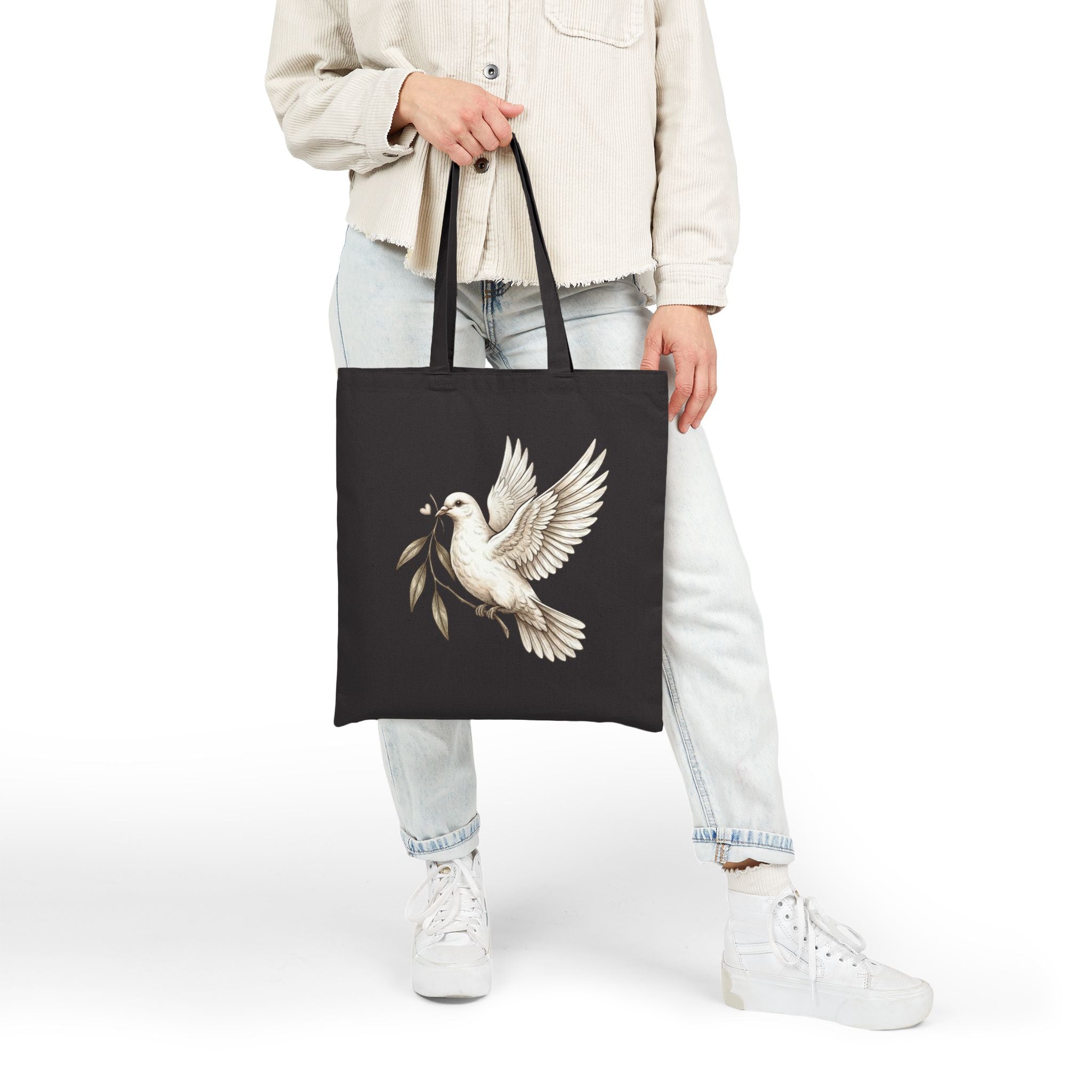 Dove with Olive Branch Tote Bag | Peace & Hope Canvas Tote | Inspirational Christian Tote