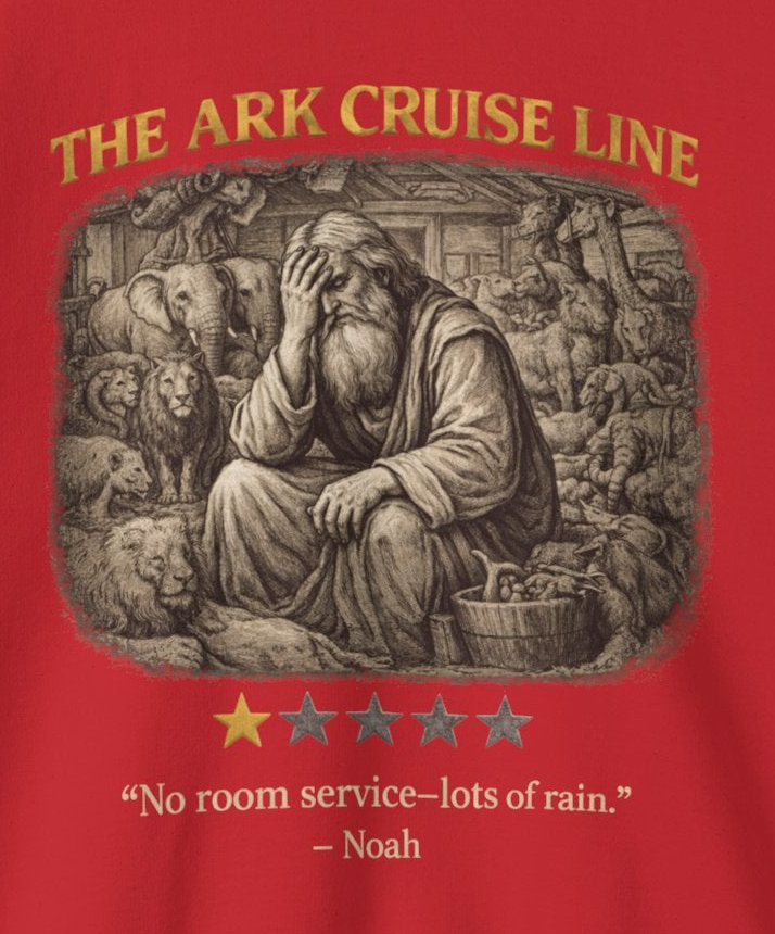 Noah – Crewneck Sweatshirt | “Ark Cruise Liner” Vintage Illustration – Five-Star Faith Series