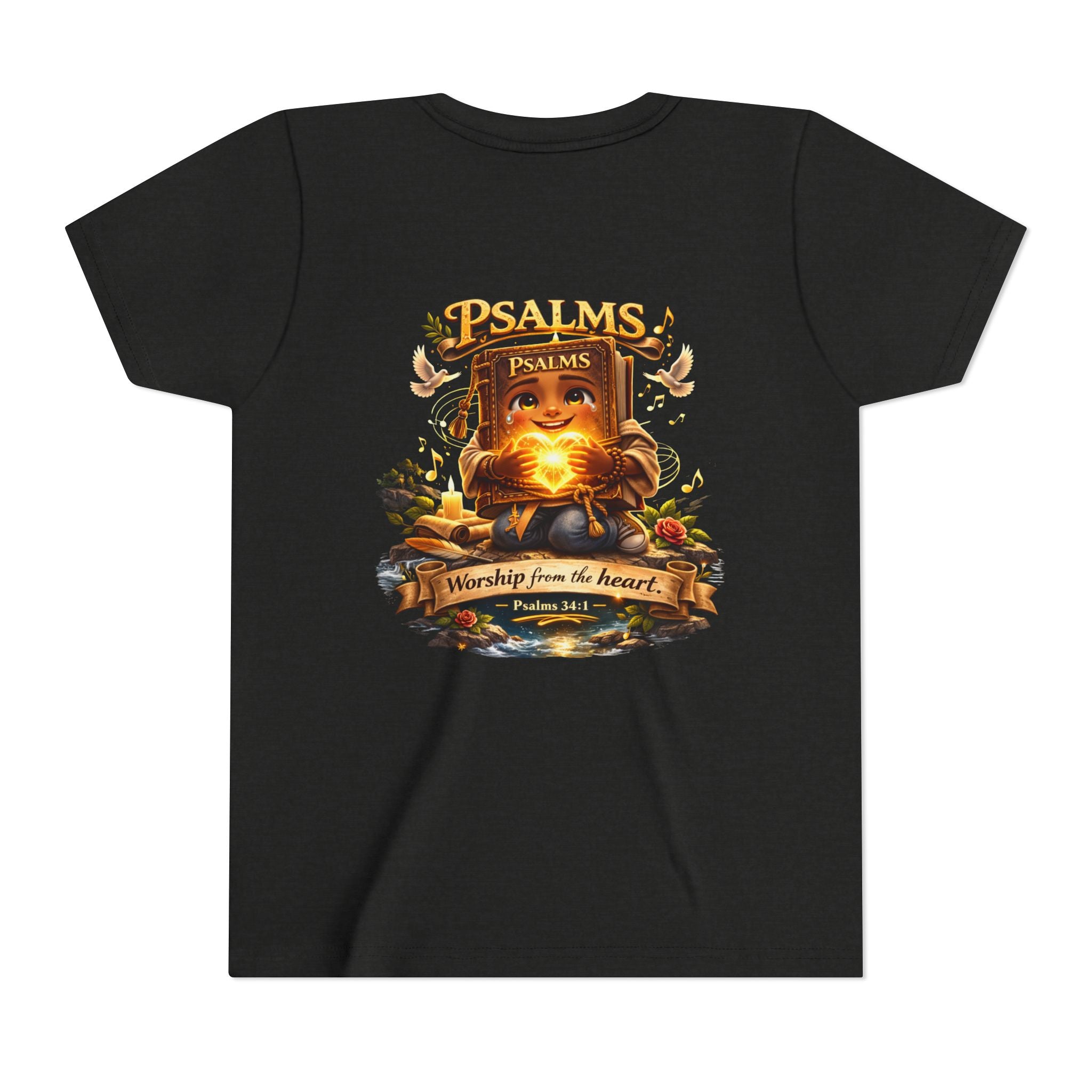 Praise Him Psalms 34:1 Youth T-Shirt | Christian Kids Faith Tee | Inspirational Youth Apparel